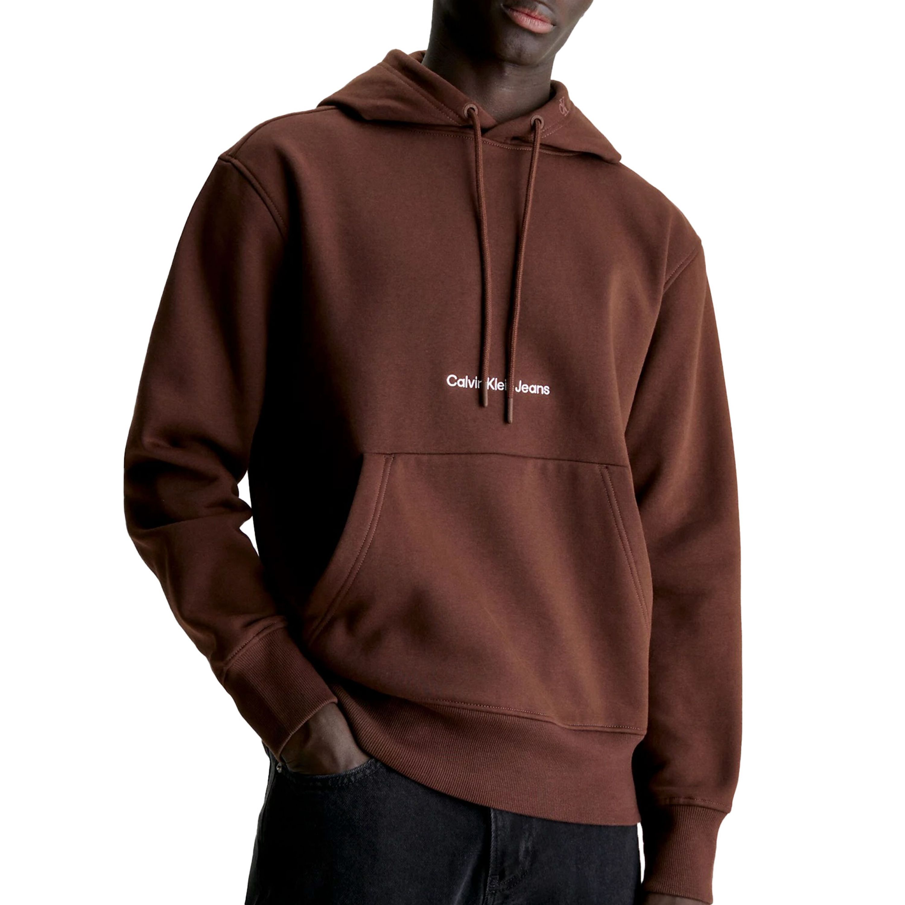Calvin Klein Hoodie met geborduurd logo Brown Heren