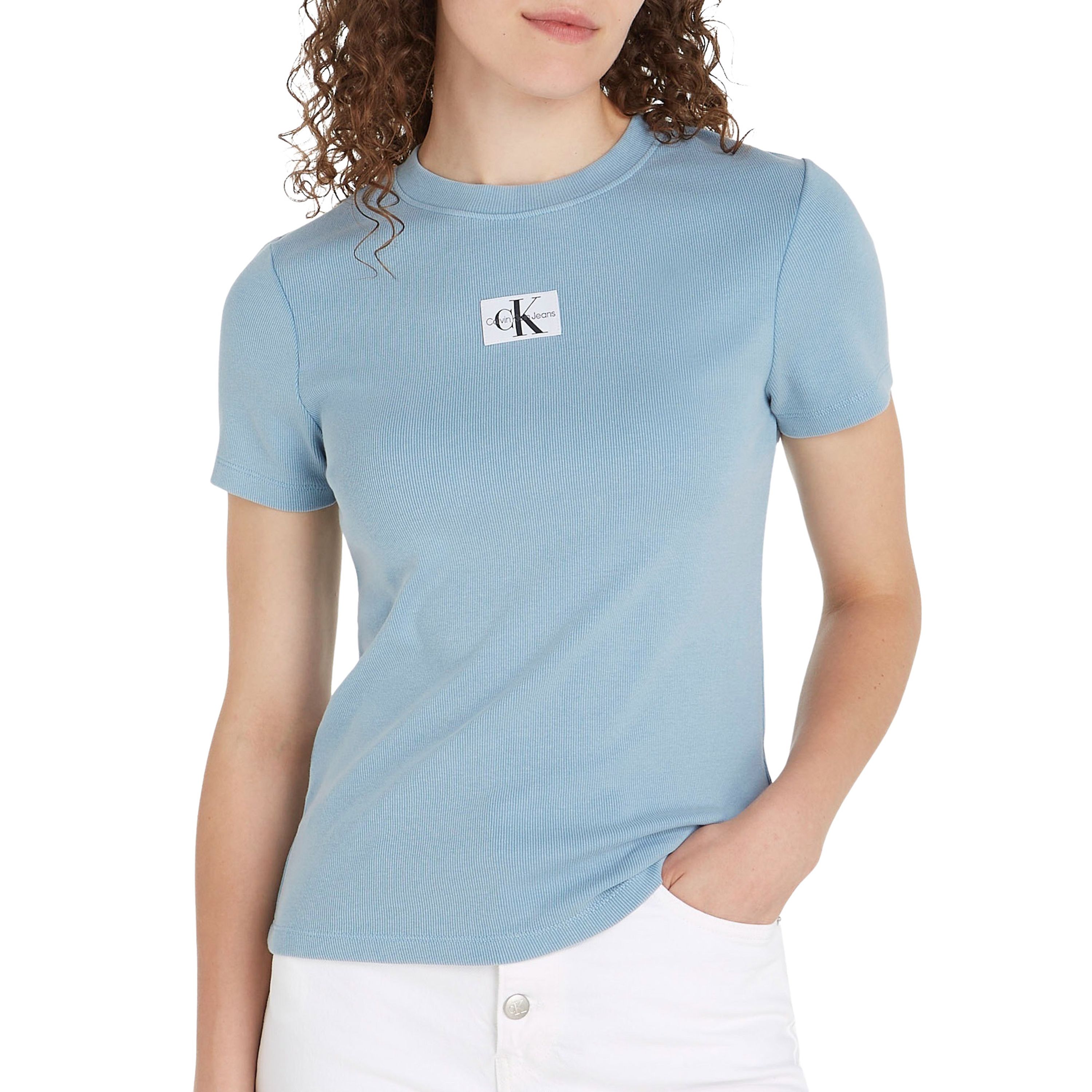 Calvin Klein Label Washed Rib Slim Shirt Dames
