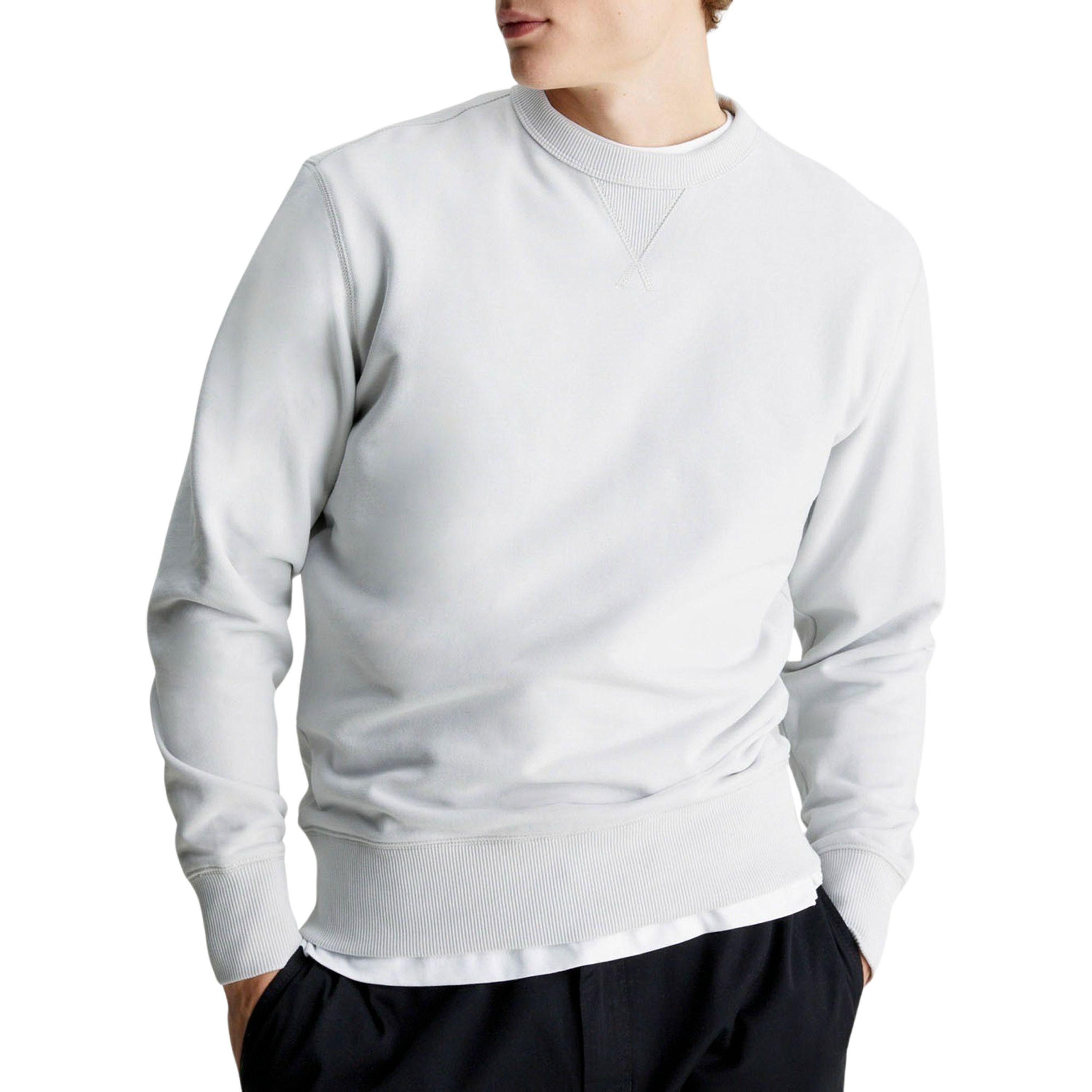 Calvin Klein Grijze Crewneck Sweatshirt met Contrastdetails Gray Heren