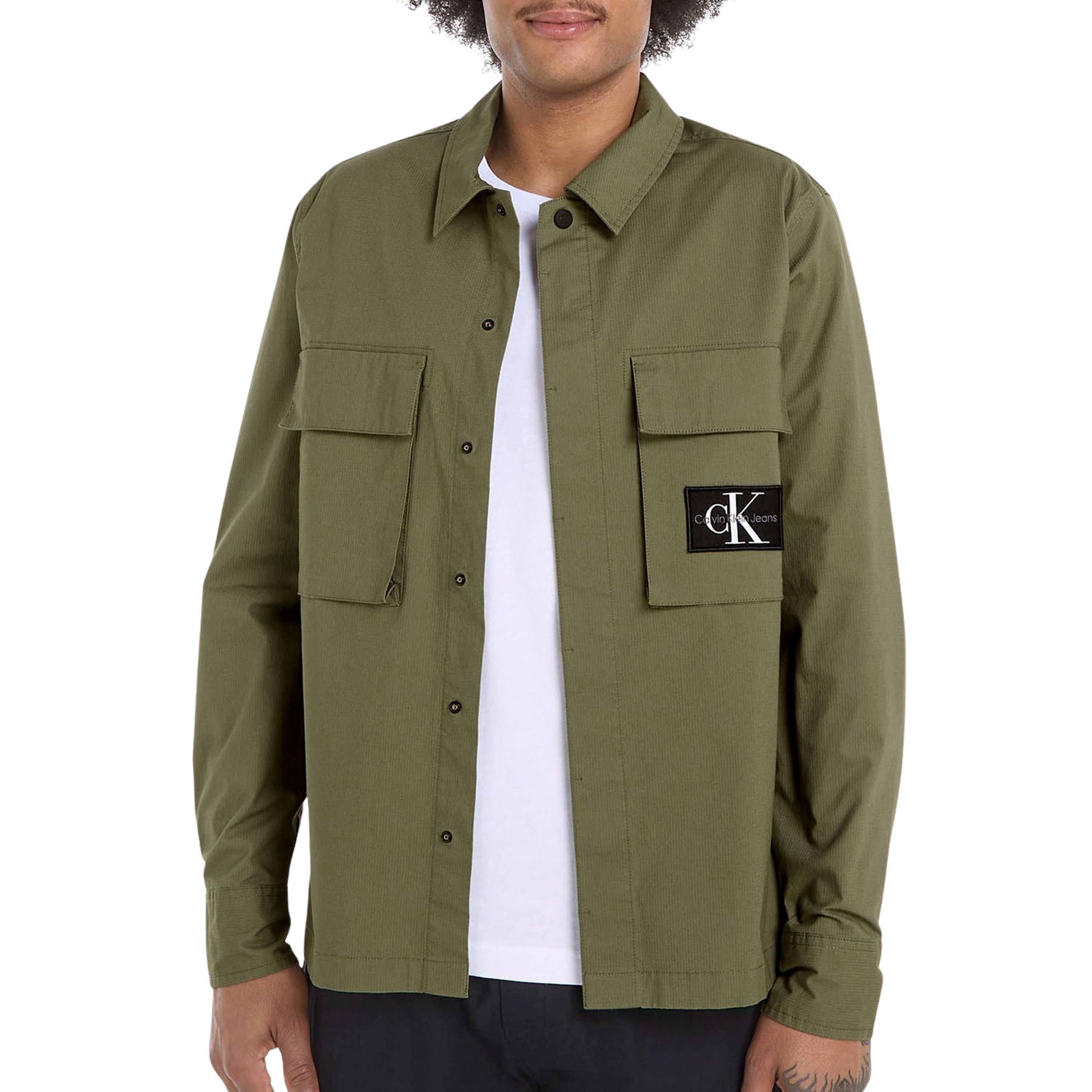 Calvin Klein Jeans Militair Groen Katoenen Shirt CK Logo Green Heren