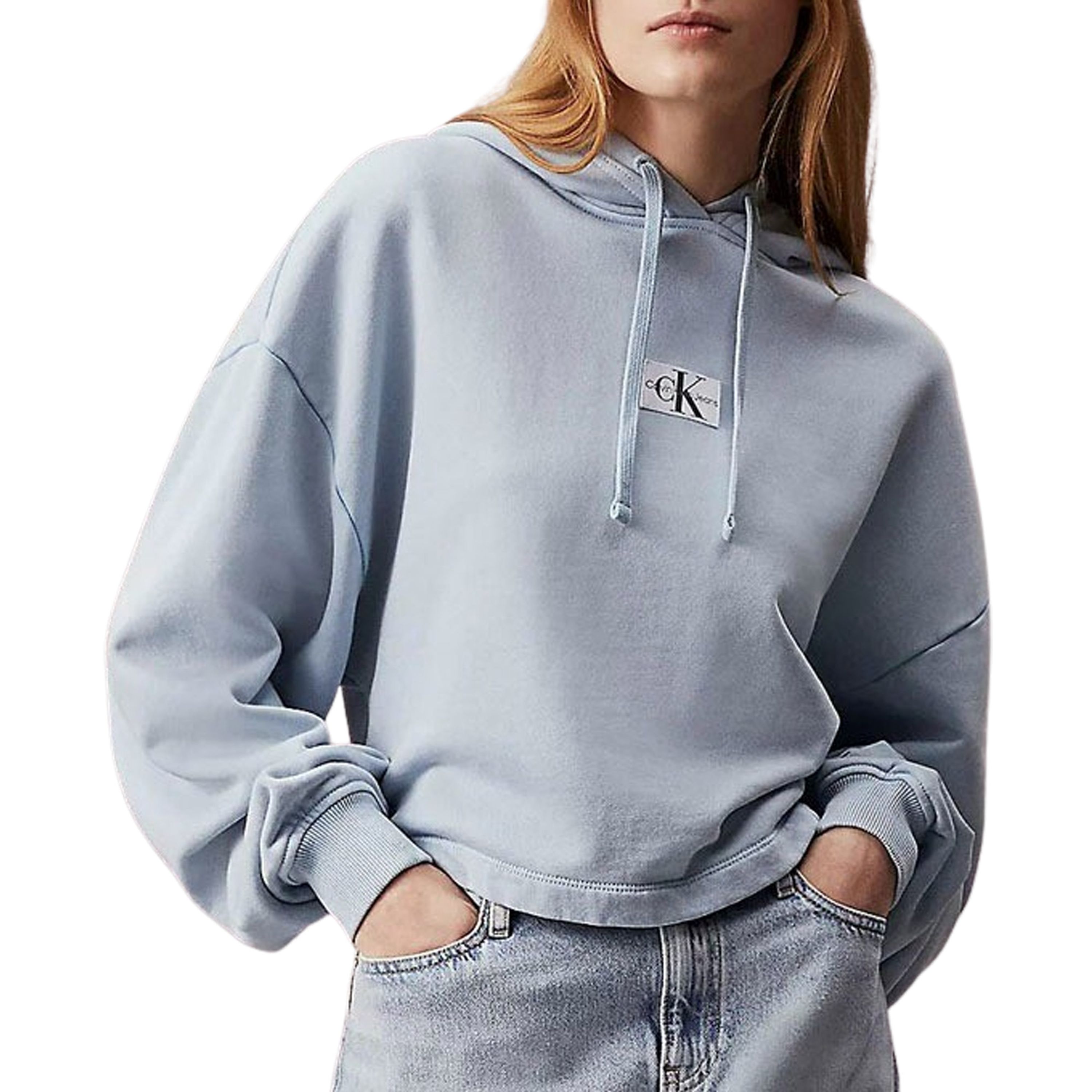 Calvin Klein Washed Woven Label Hoodie Dames