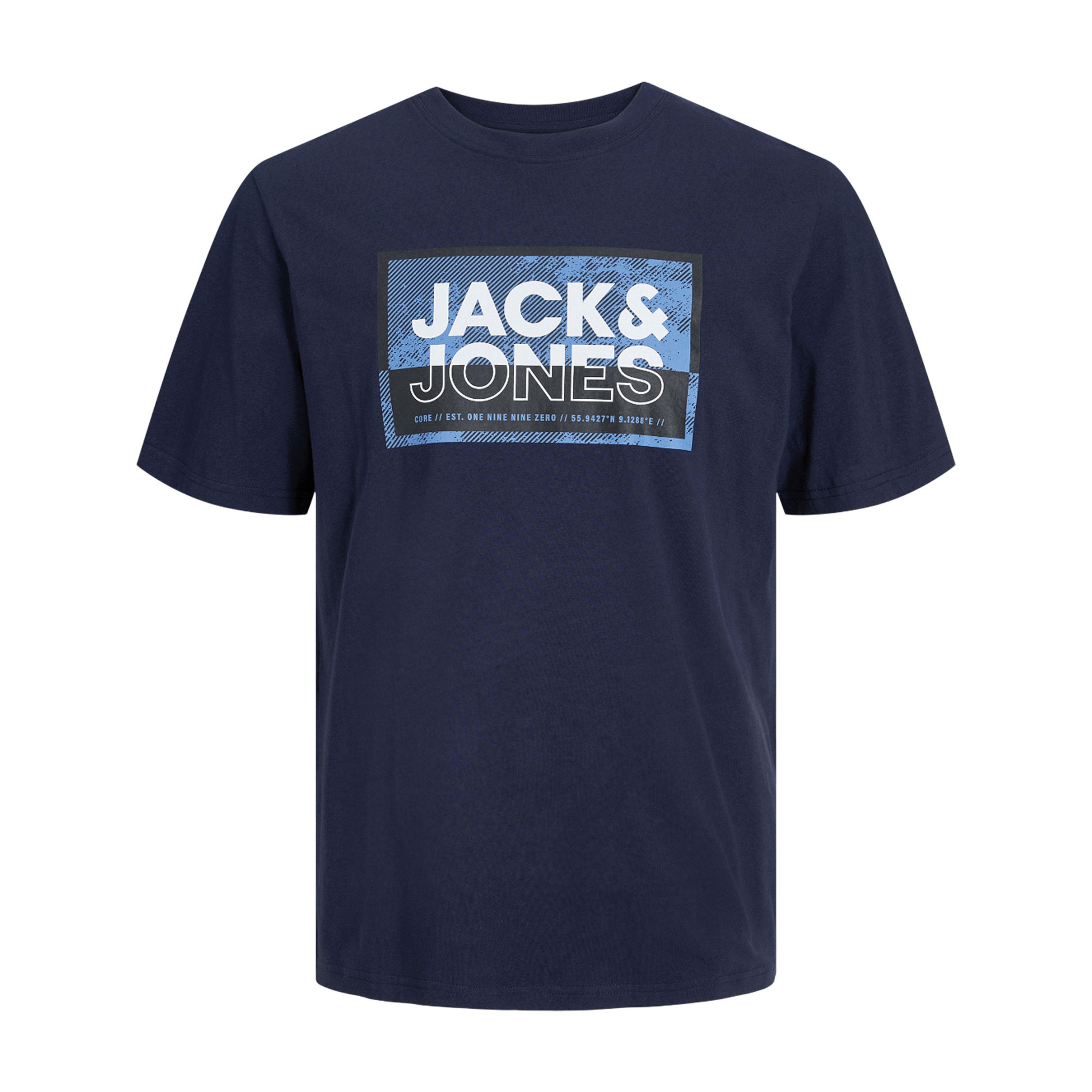 JACK & JONES PLUS SIZE regular fit T-shirt JCOLOGAN Plus Size met printopdruk navy blazer