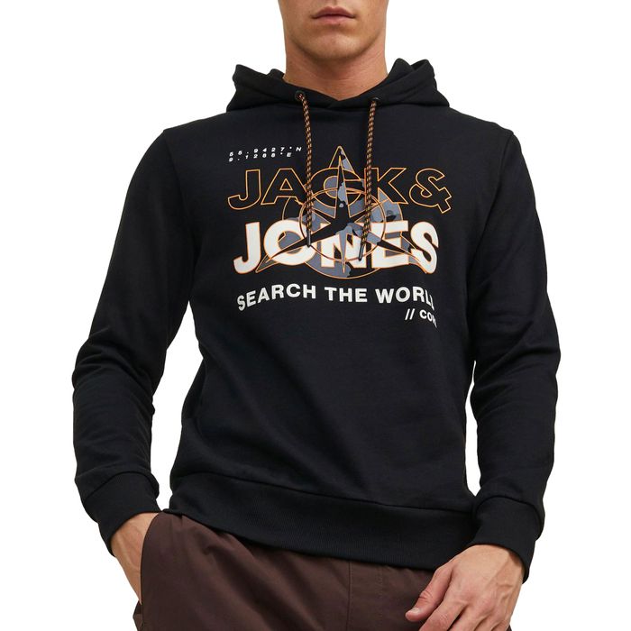 JACK & JONES Sweat-Shirt à Capuche Homme, Noir, L : : Mode