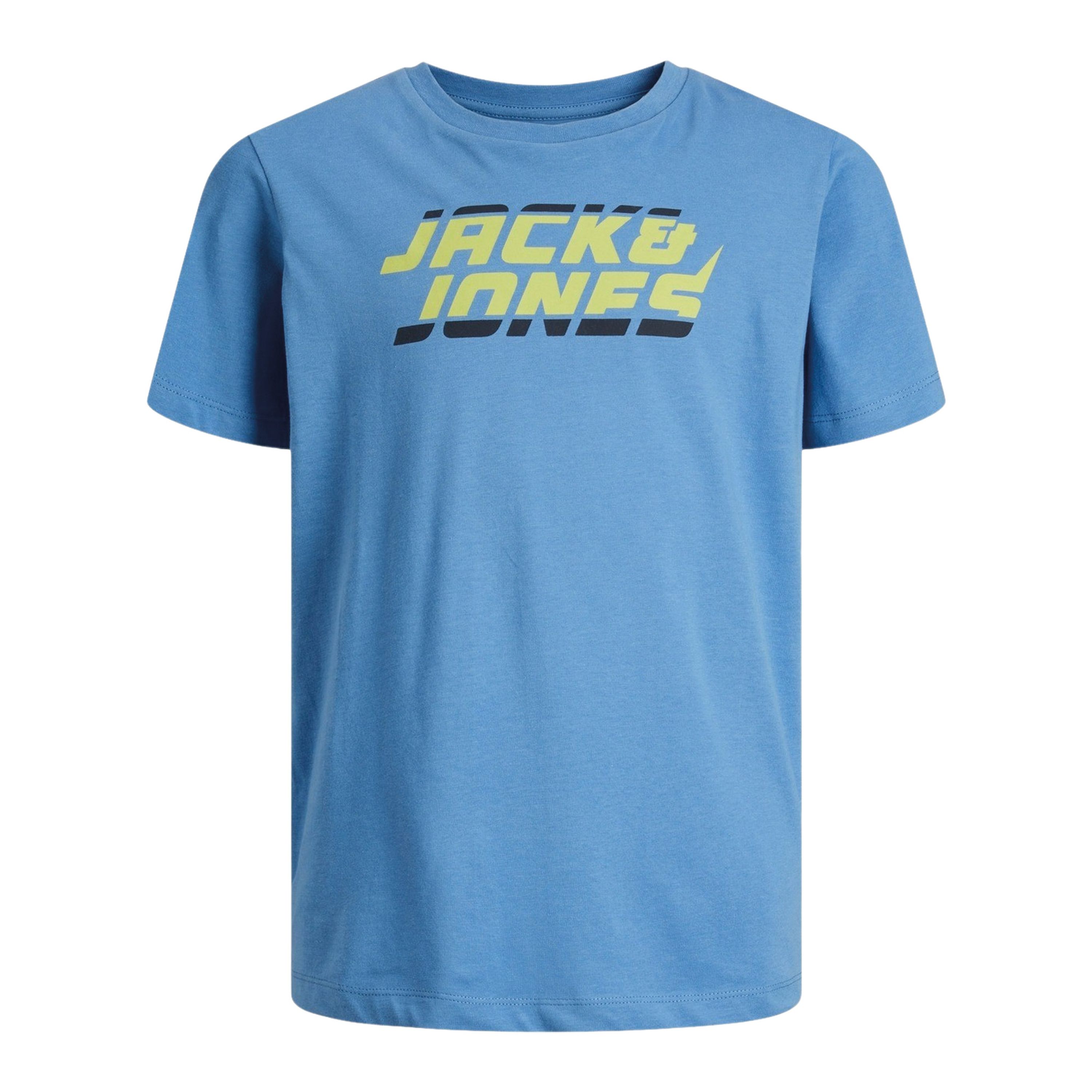 Jack & jones JUNIOR T-shirt JCOKAPPER met logo lichtblauw Jongens Katoen Ronde hals 176