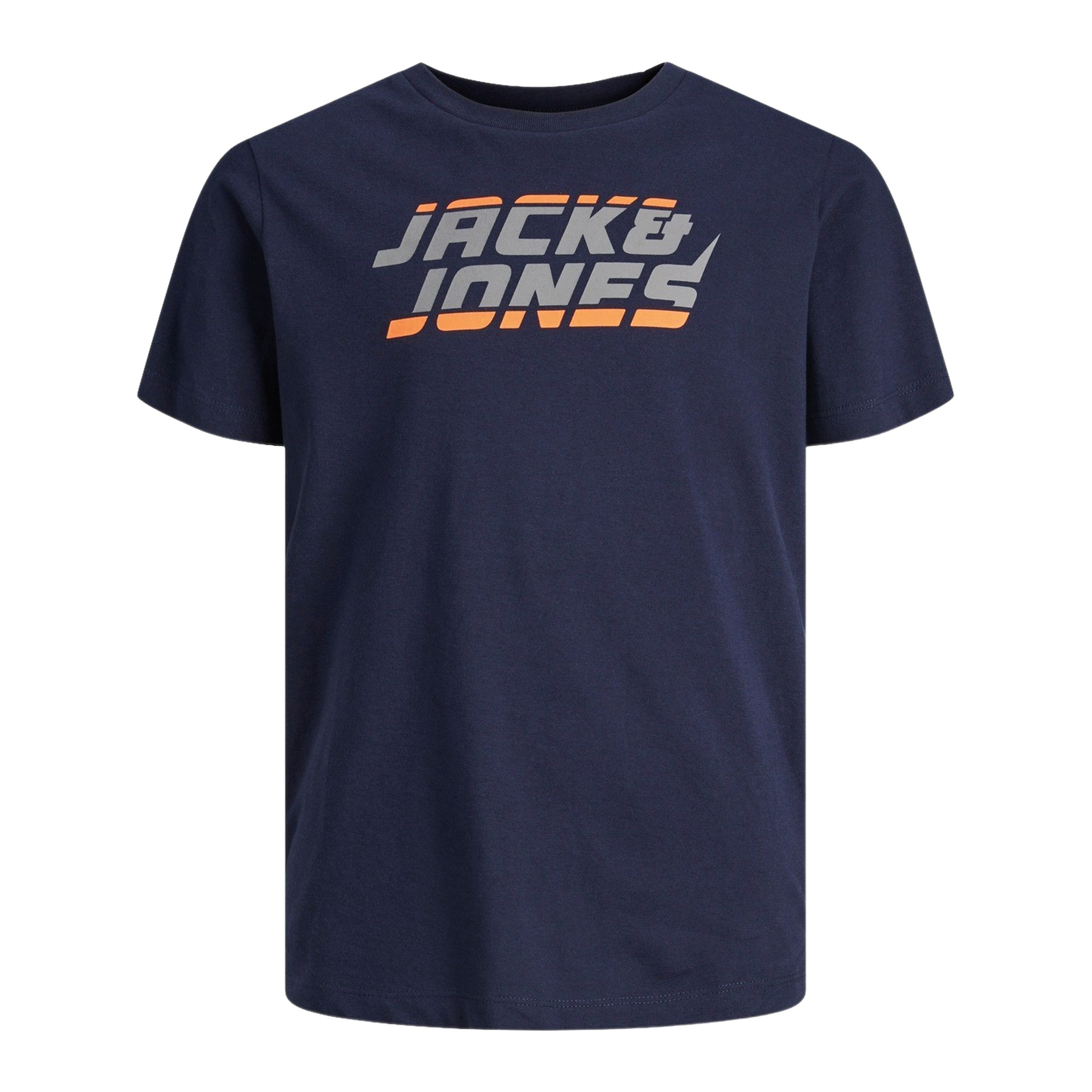 Jack & jones JUNIOR T-shirt JCOKAPPER met logo donkerblauw Jongens Katoen Ronde hals 176