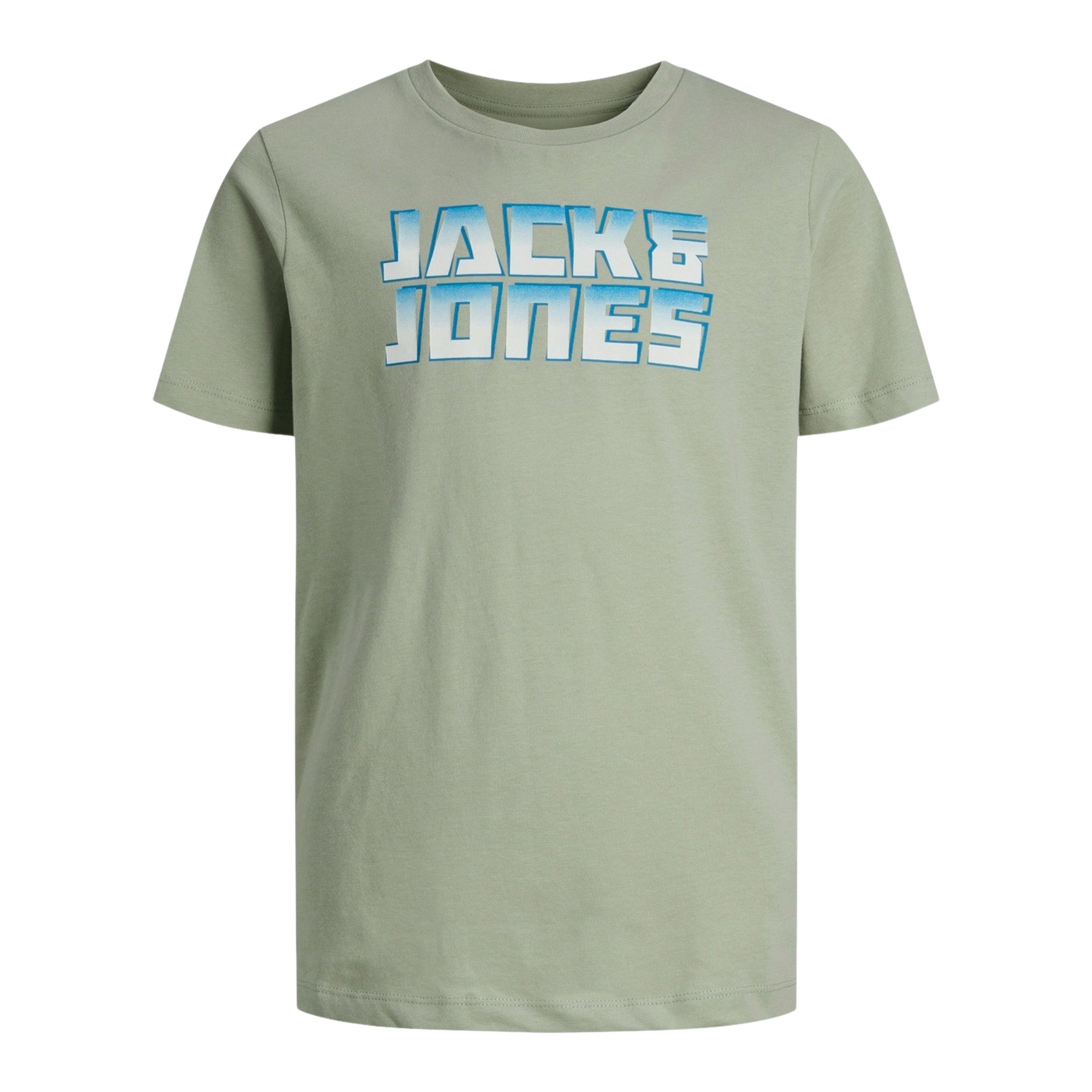 Jack & jones JUNIOR T-shirt JCOKAPPER met logo saliegroen Jongens Katoen Ronde hals 176