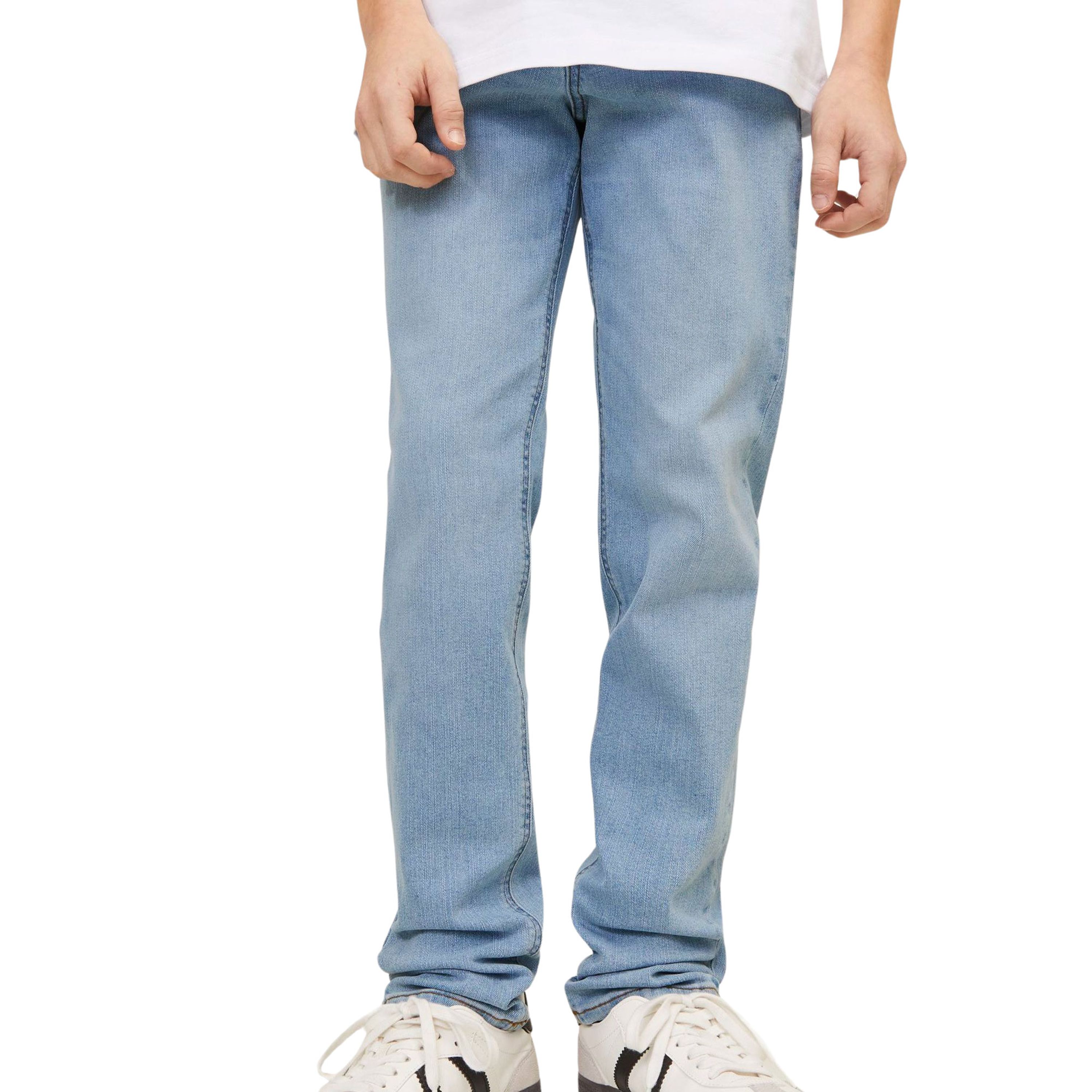 Jack & jones JUNIOR slim fit jeans JJIGLENN JJORIGINAL SQ 730 SN JNR light blue denim Blauw Jongens Stretchdenim 176