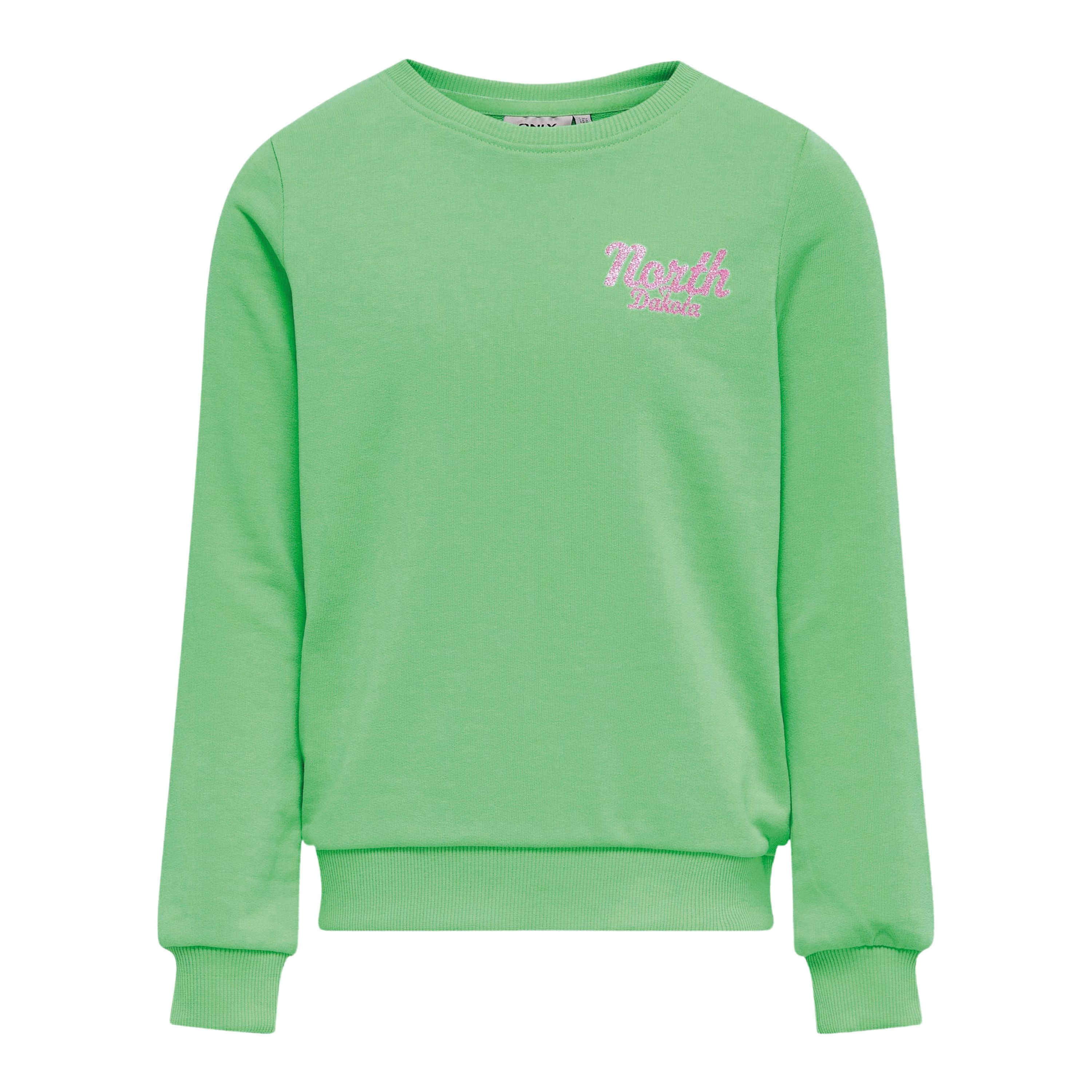 Only KIDS GIRL sweater KOGSOPHIE met backprint groen roze Backprint 158 164