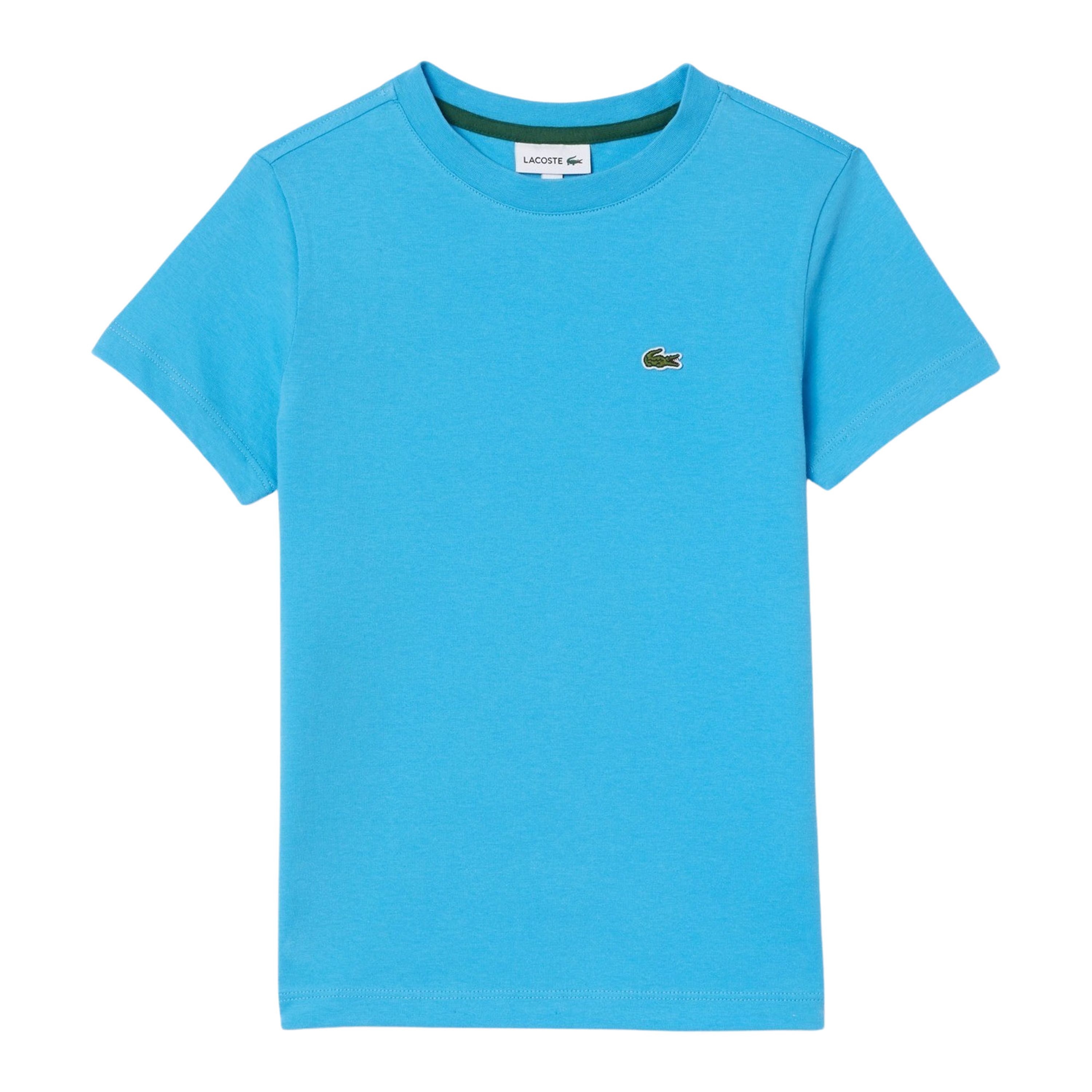 Lacoste T-shirt blauw Biologisch katoen Ronde hals Effen 128