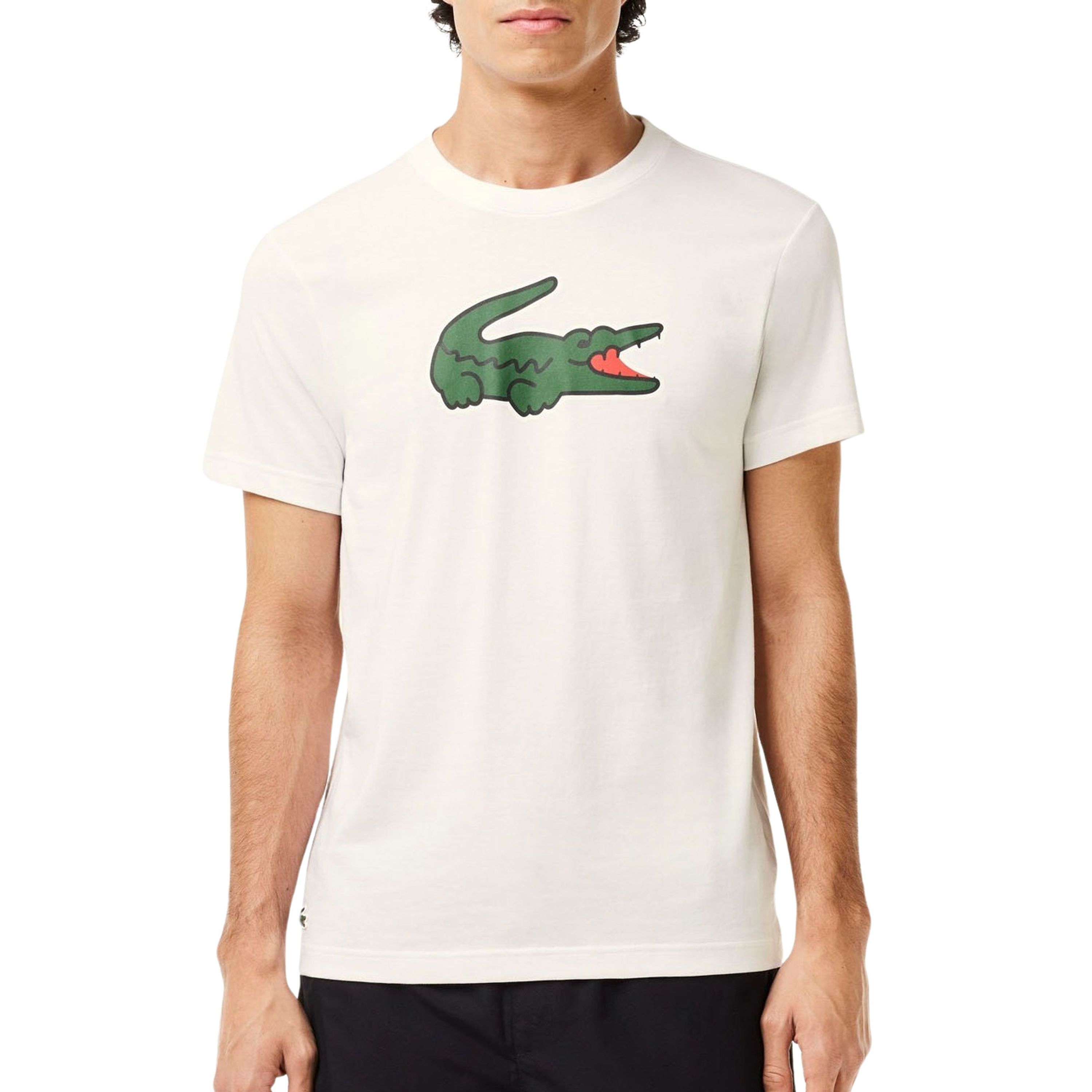Lacoste Heren Katoenen T-shirt Wit Logo Print White Heren
