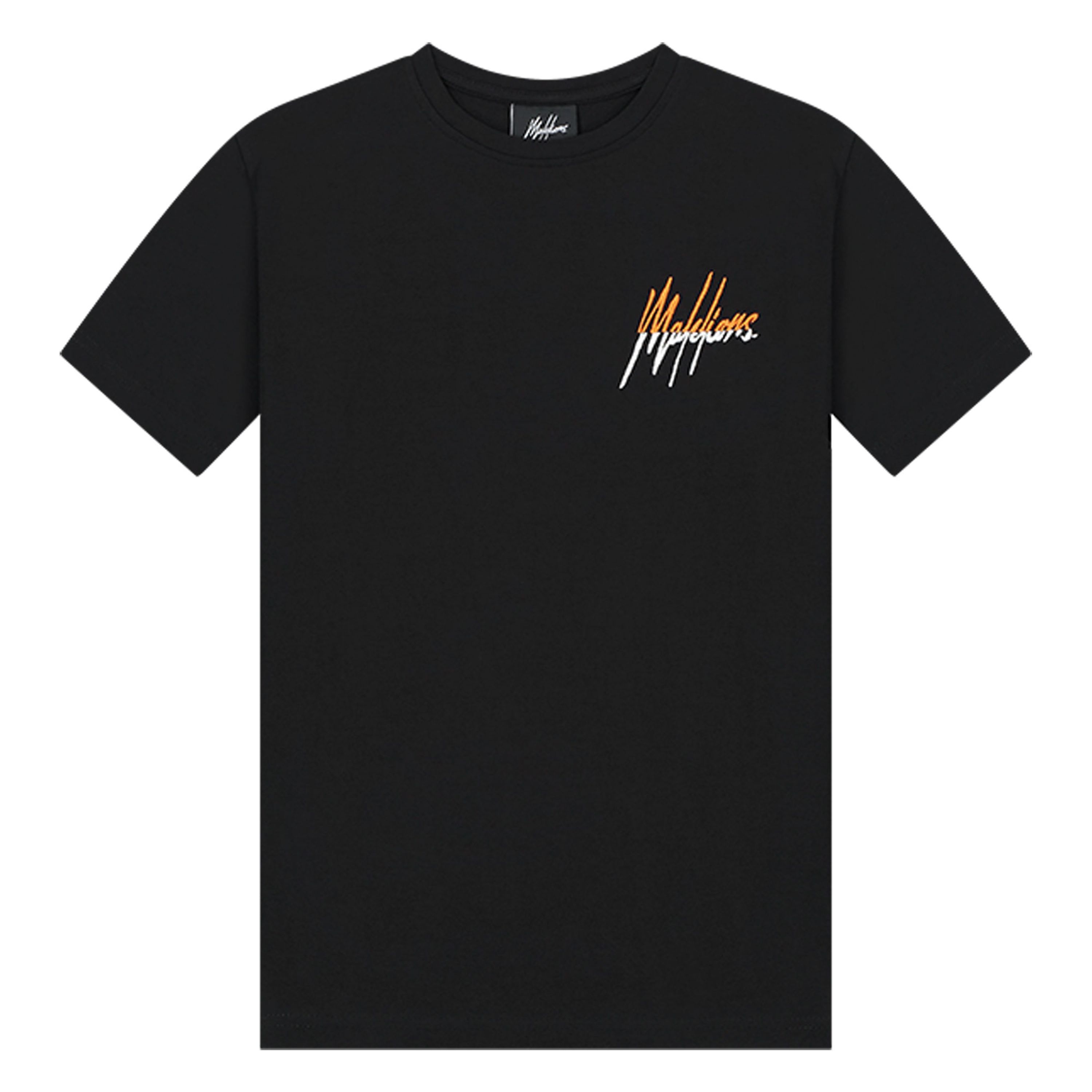 Malelions T-shirt Split met logo zwart Jongens Stretchkatoen Ronde hals 176