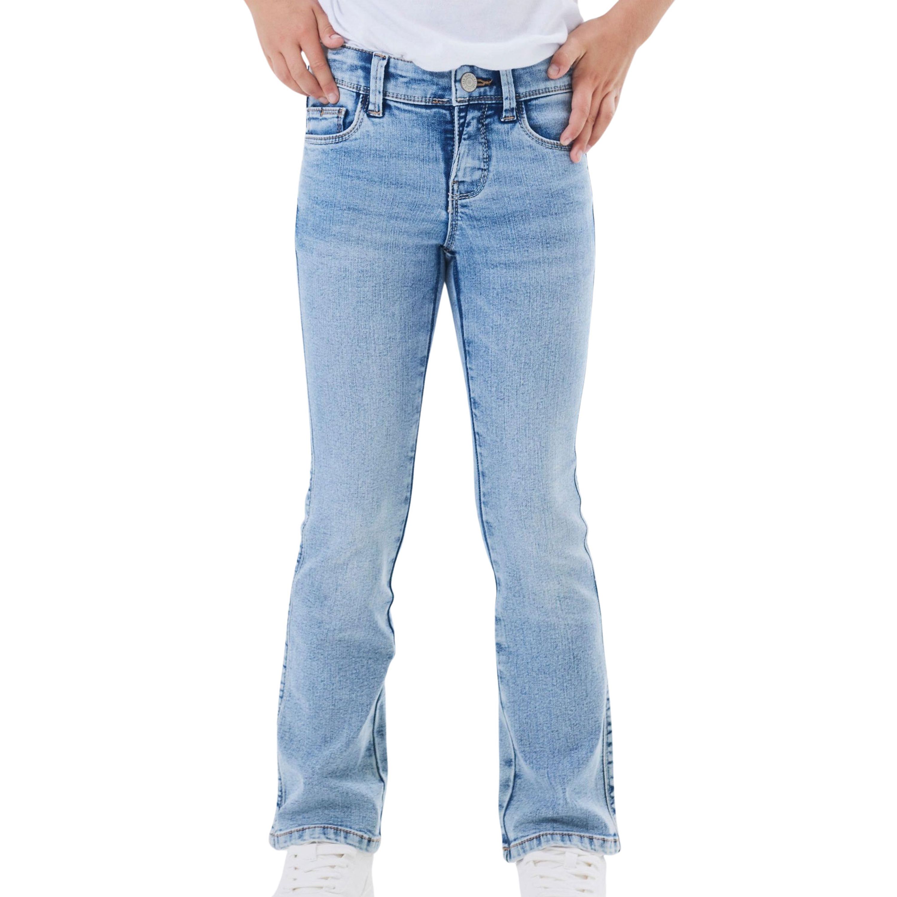 Name it KIDS straight fit jeans NKFPOLLY light blue denim Blauw Meisjes Stretchdenim 164