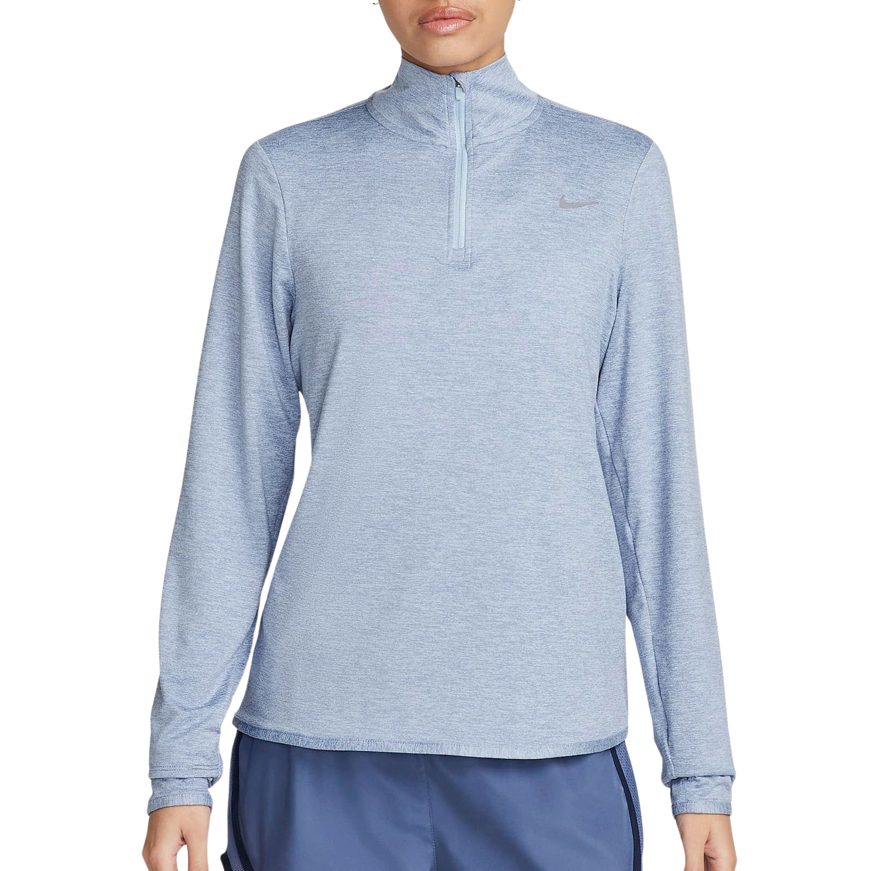 Nike Swift hardlooptop met korte rits en UV-bescherming voor dames Blauw