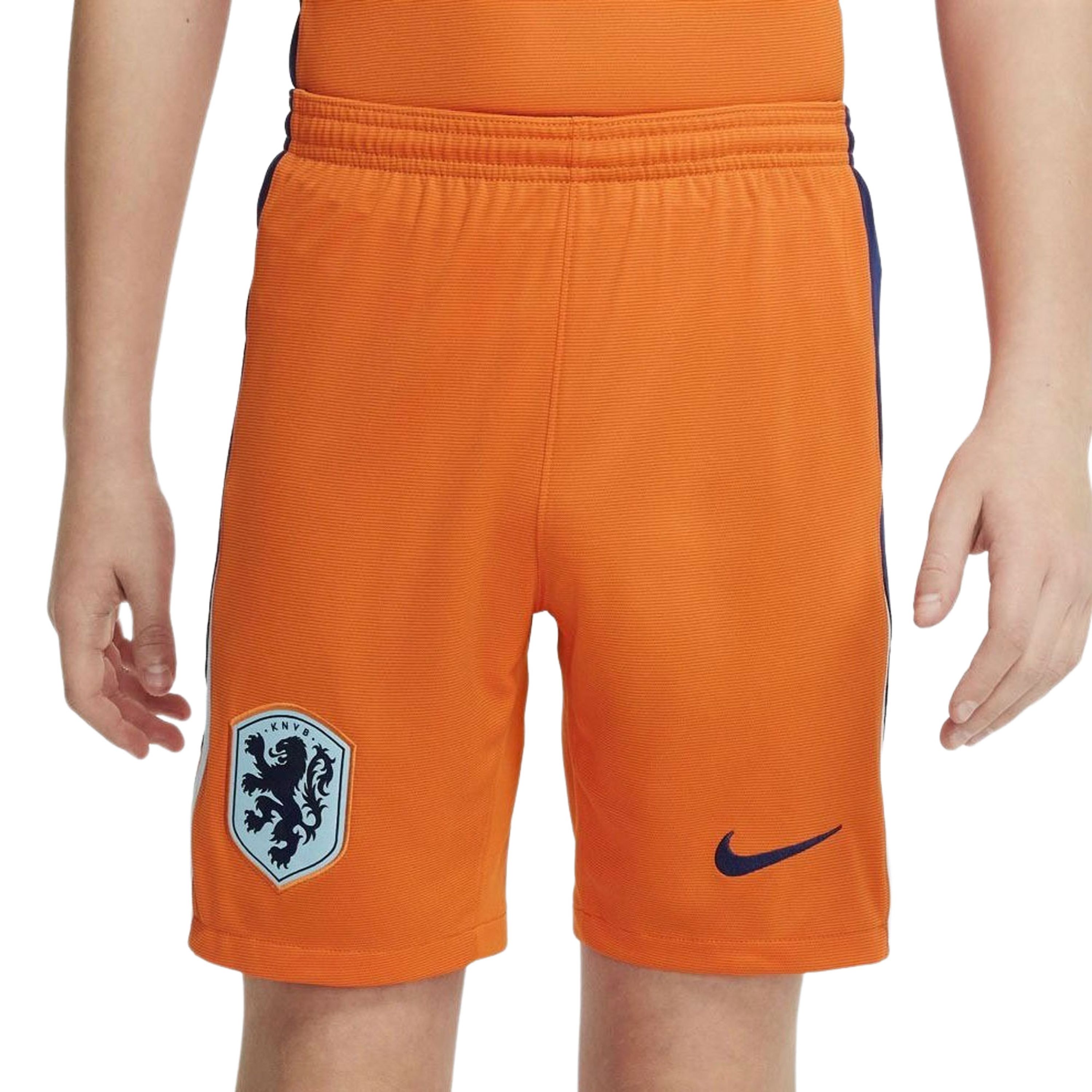 Nike Nederland 2024 Stadium Thuis replica voetbalshorts met Dri-FIT voor kids Oranje