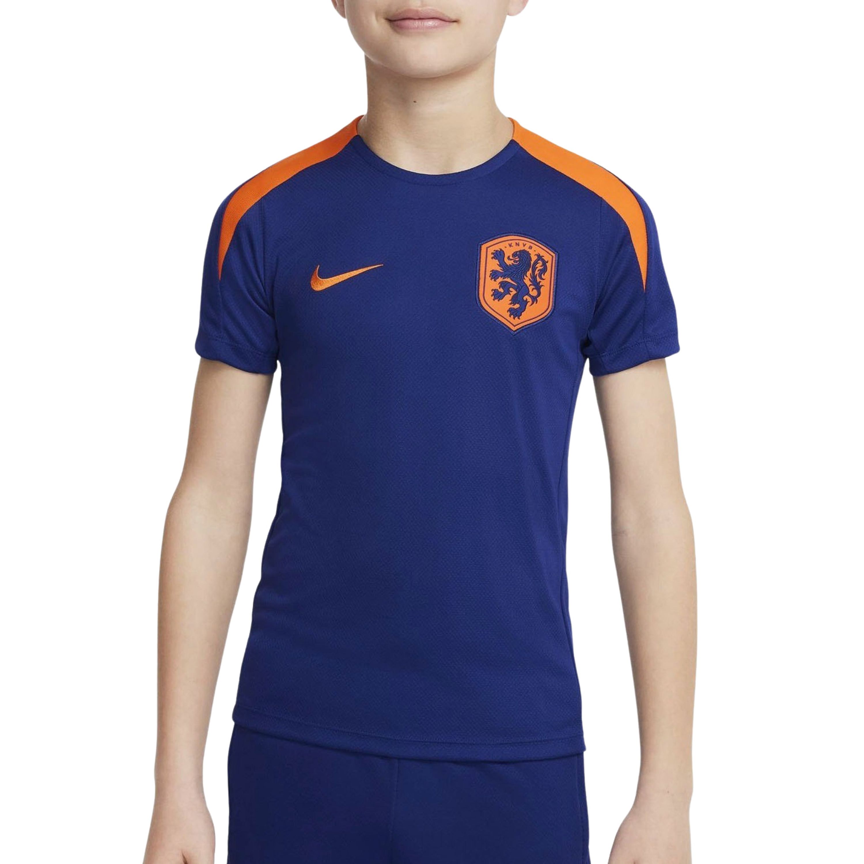 Nike Nederland Strike Dri-FIT knit voetbaltop met korte mouwen voor kids Blauw