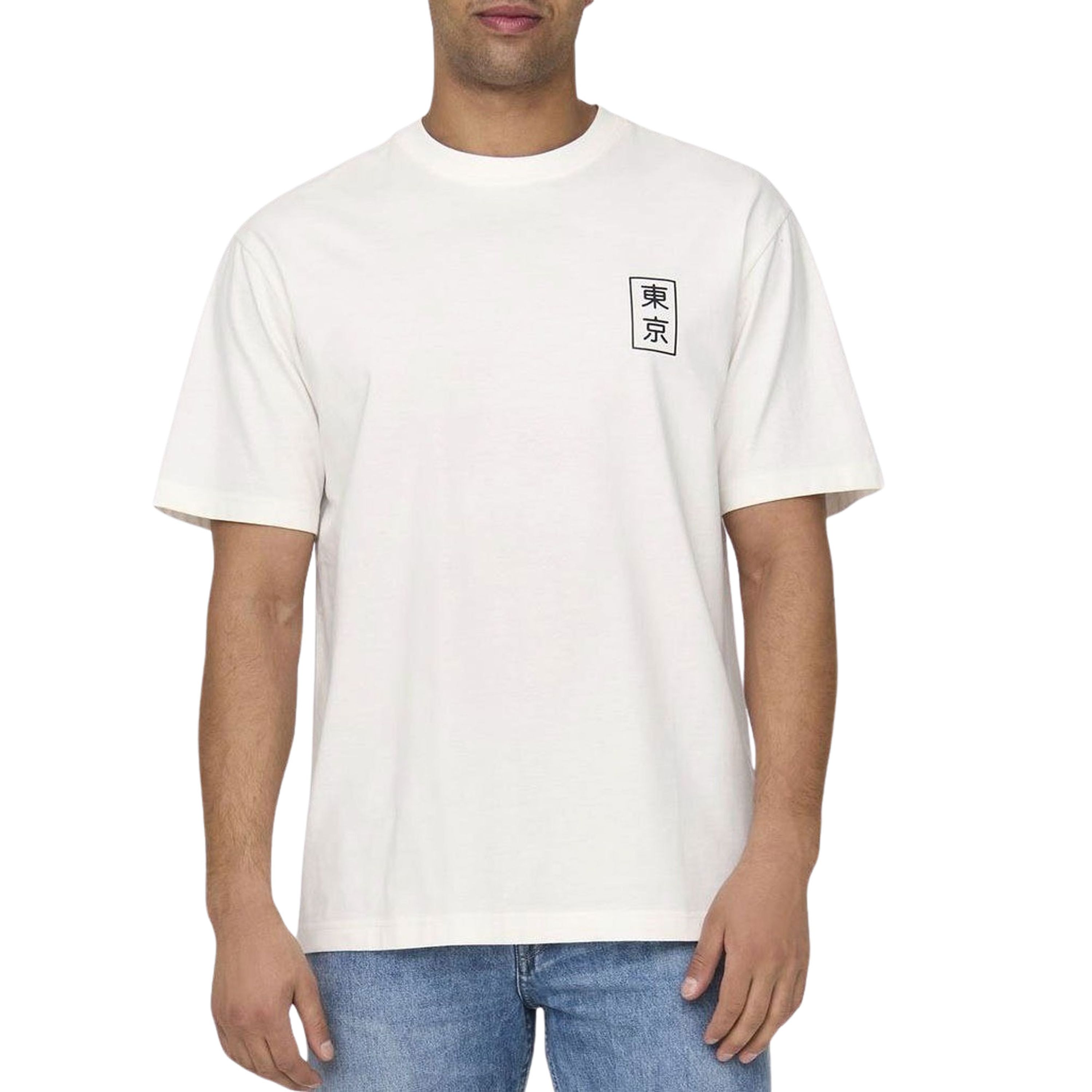 Only & Sons Relaxte Japanse Korte Mouw T-shirt White Heren