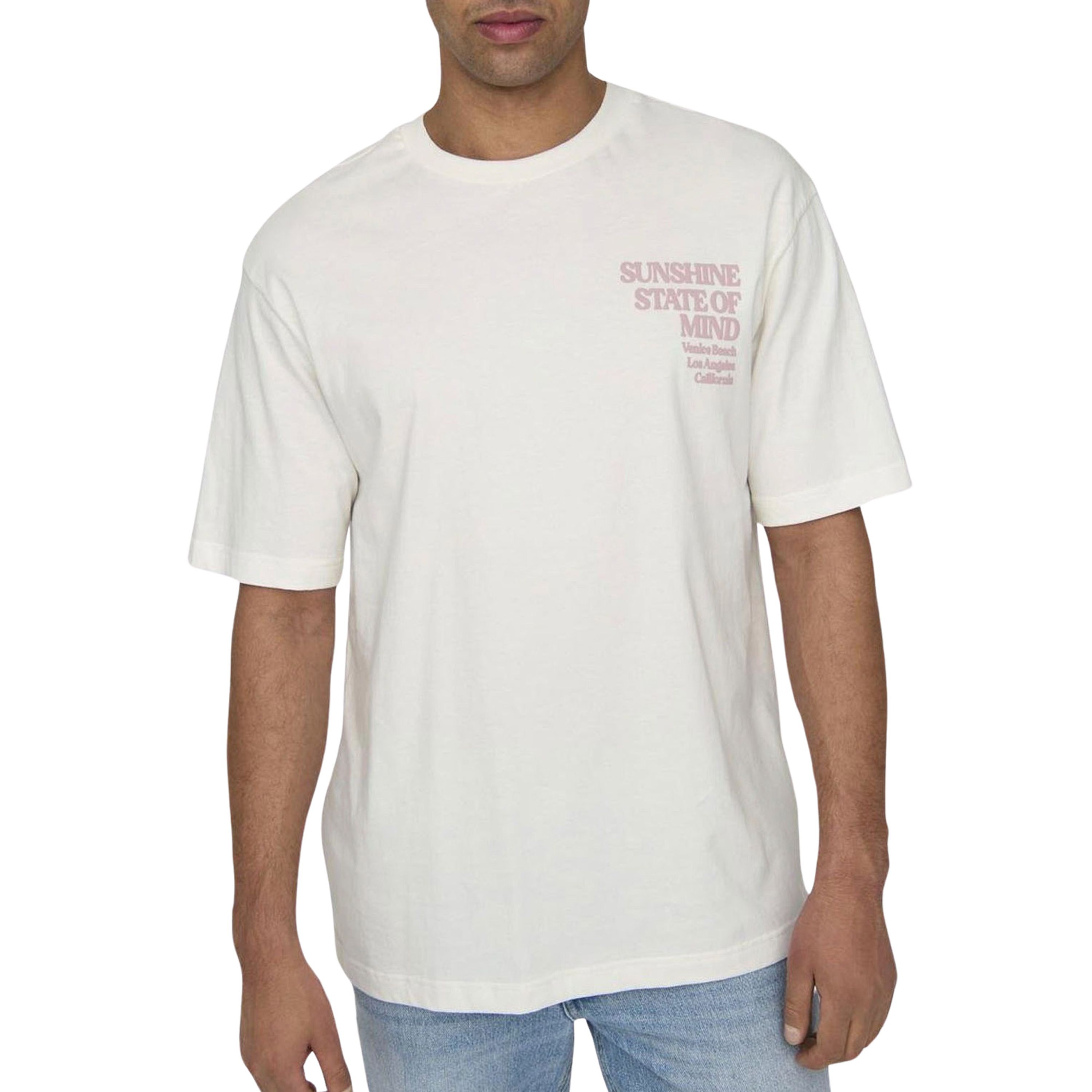 Only & Sons Casual Katoenen T-shirt White Heren