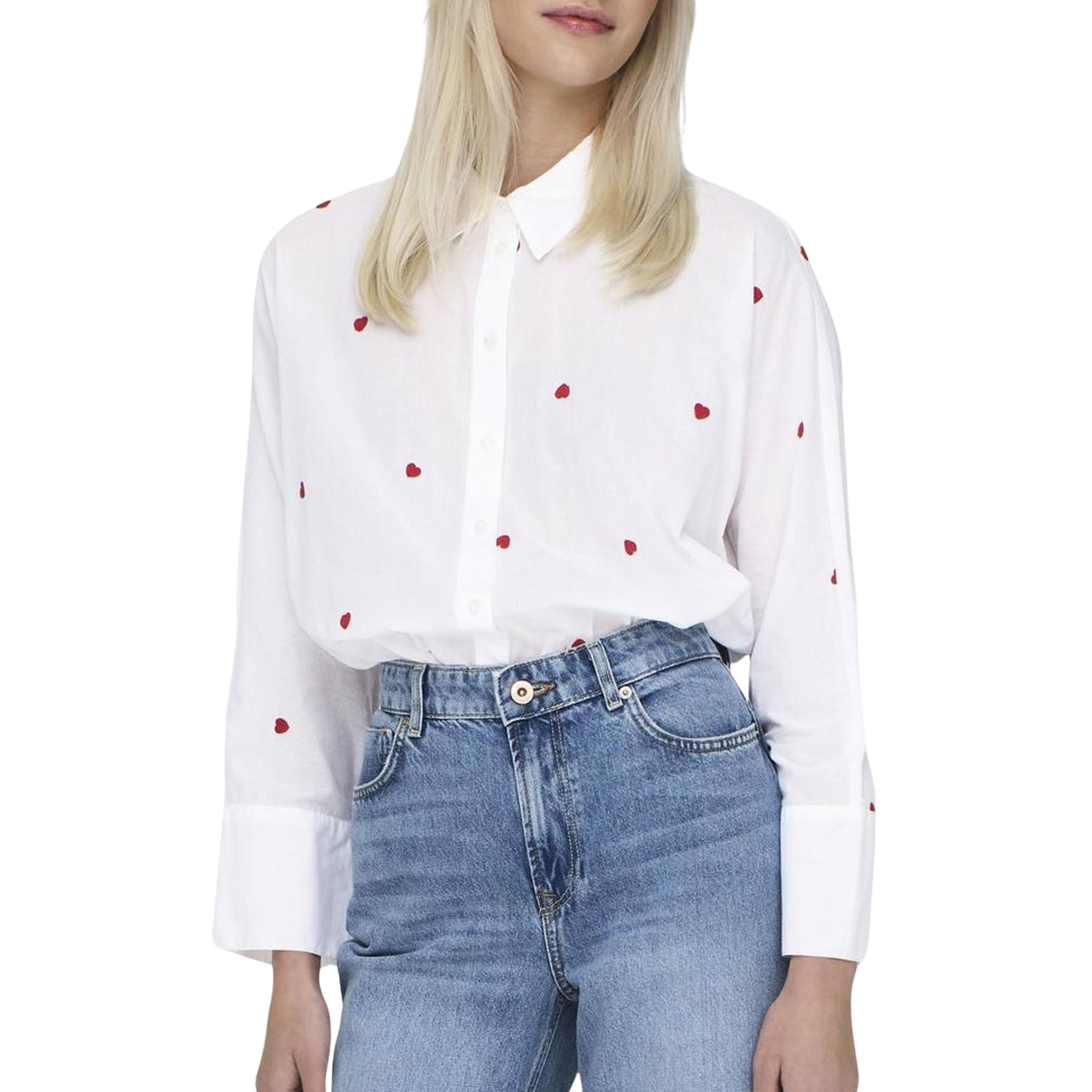 Only Lina Grace Geborduurde Blouse White Dames