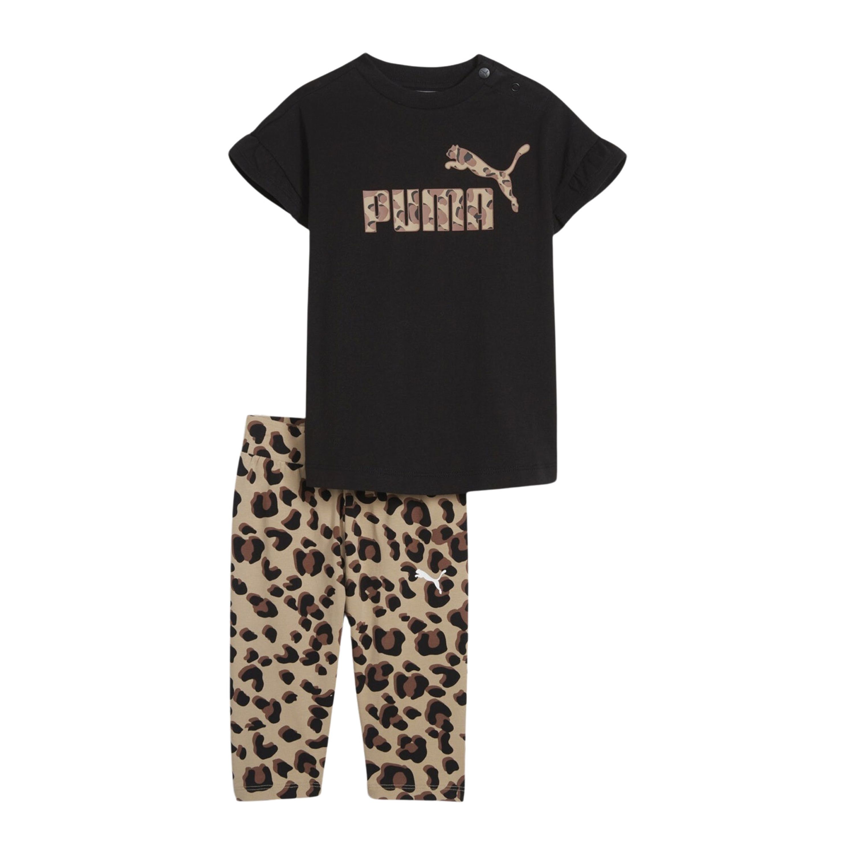 Puma T-shirt & legging Minicats Animal zwart panterprint Joggingpak Katoen Ronde hals 104