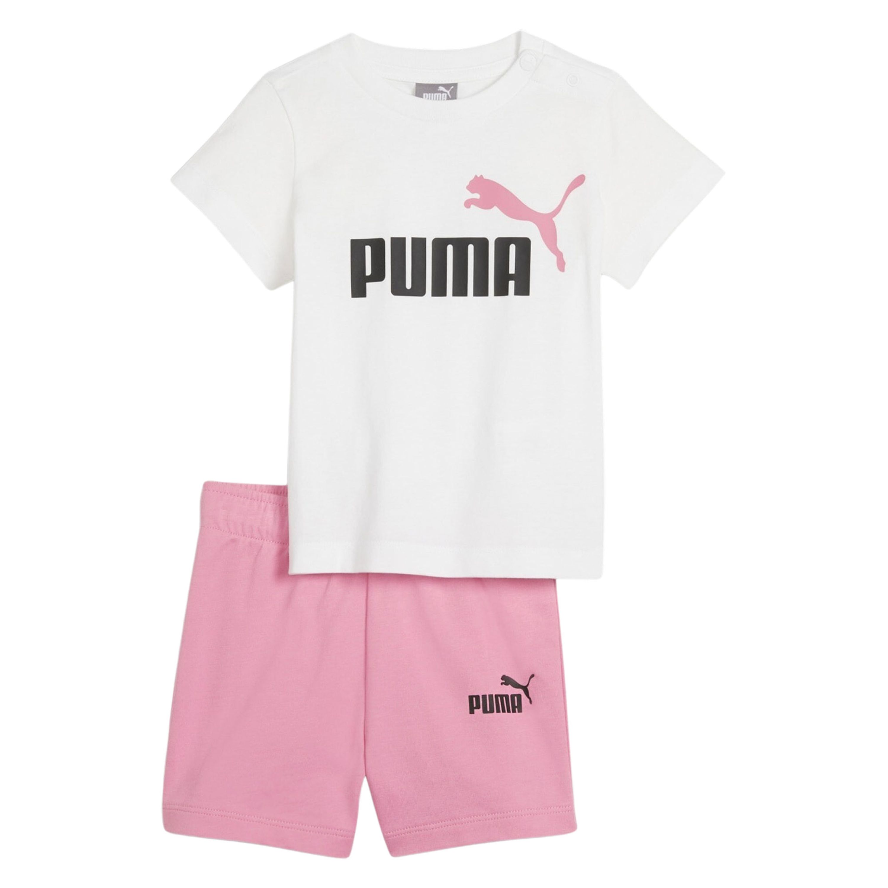 Puma T-shirt + short Minicats roze wit Shirt + broek Katoen Ronde hals 104
