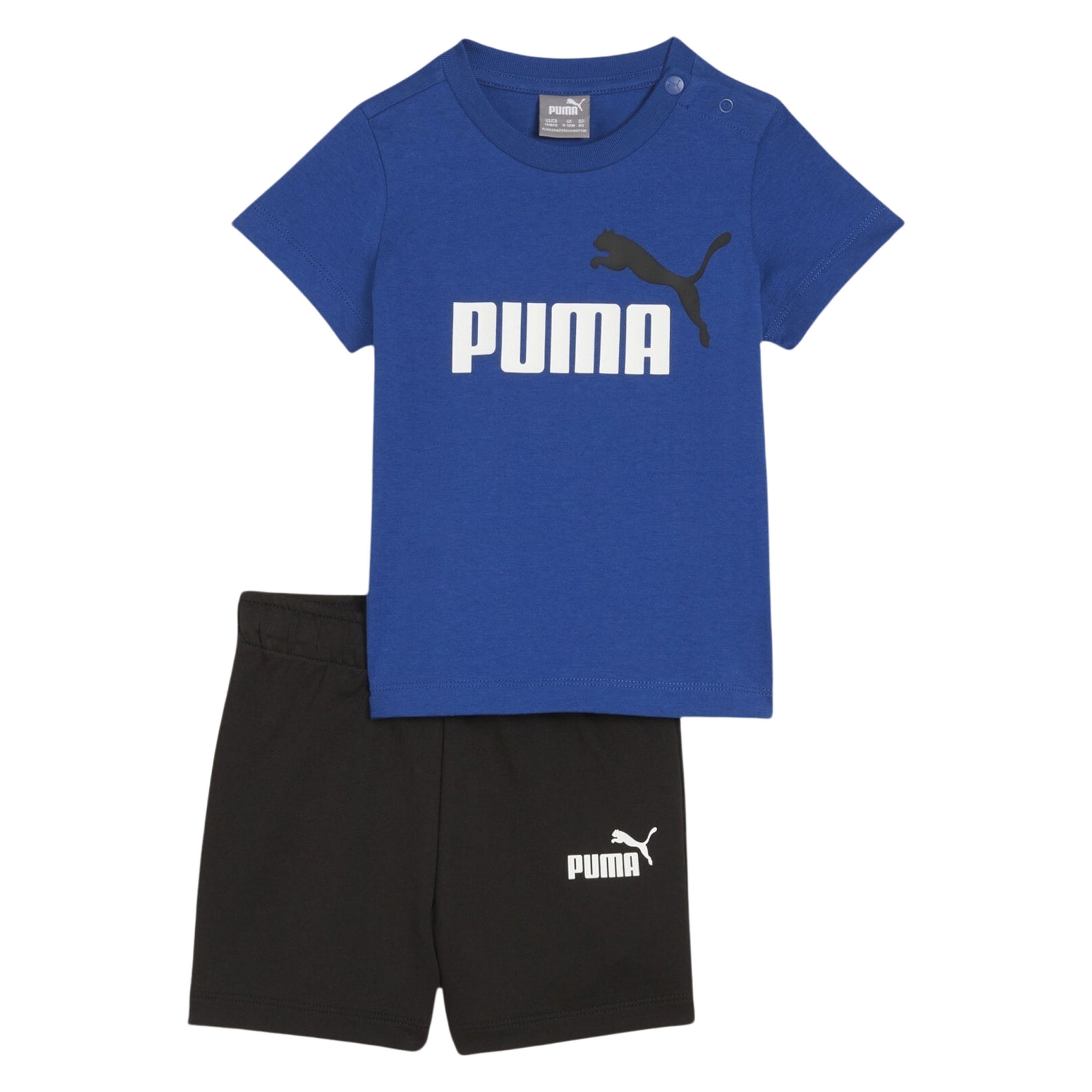 Puma T-shirt + short Minicats kobaltblauw zwart Shirt + broek Katoen Ronde hals 92