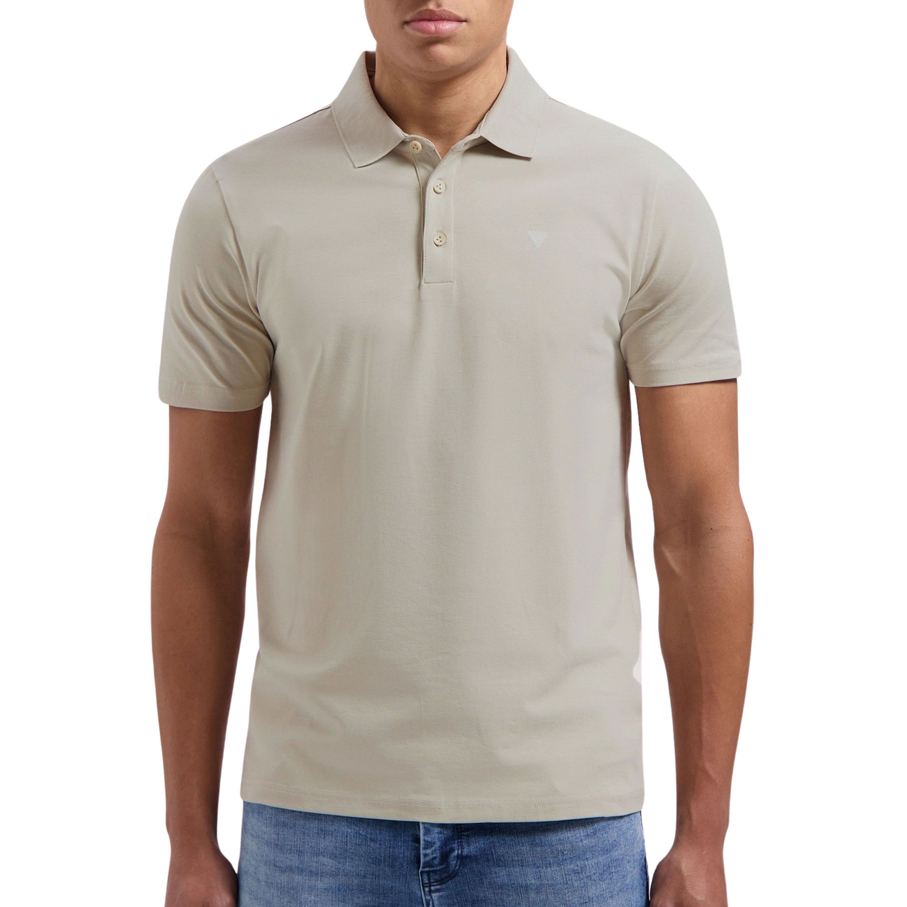 PURE PATH Heren Polo's & T-shirts Shortsleeve Polo With Chest Print Zand