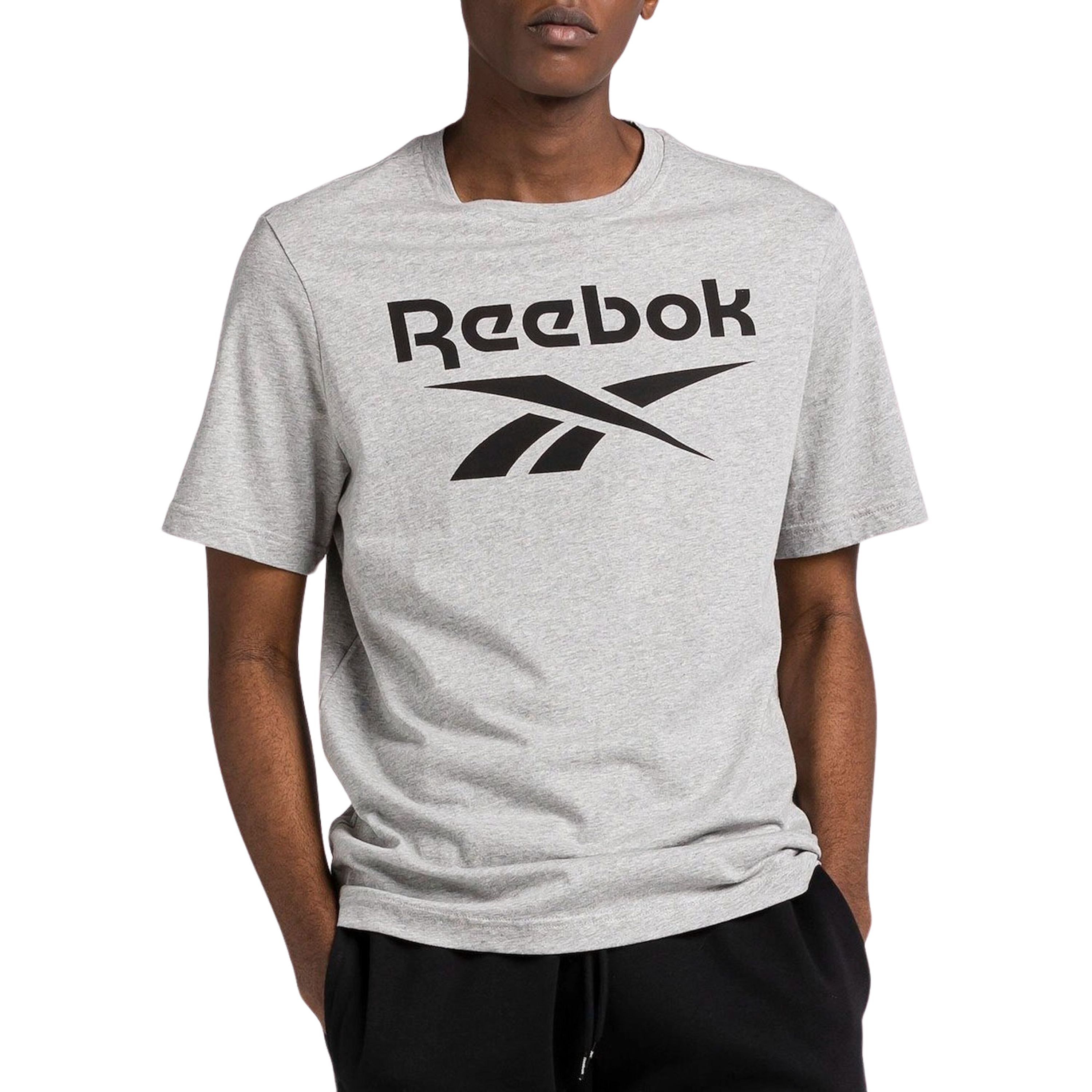 Reebok Groot Gestapeld Logo T-shirt Gray Heren