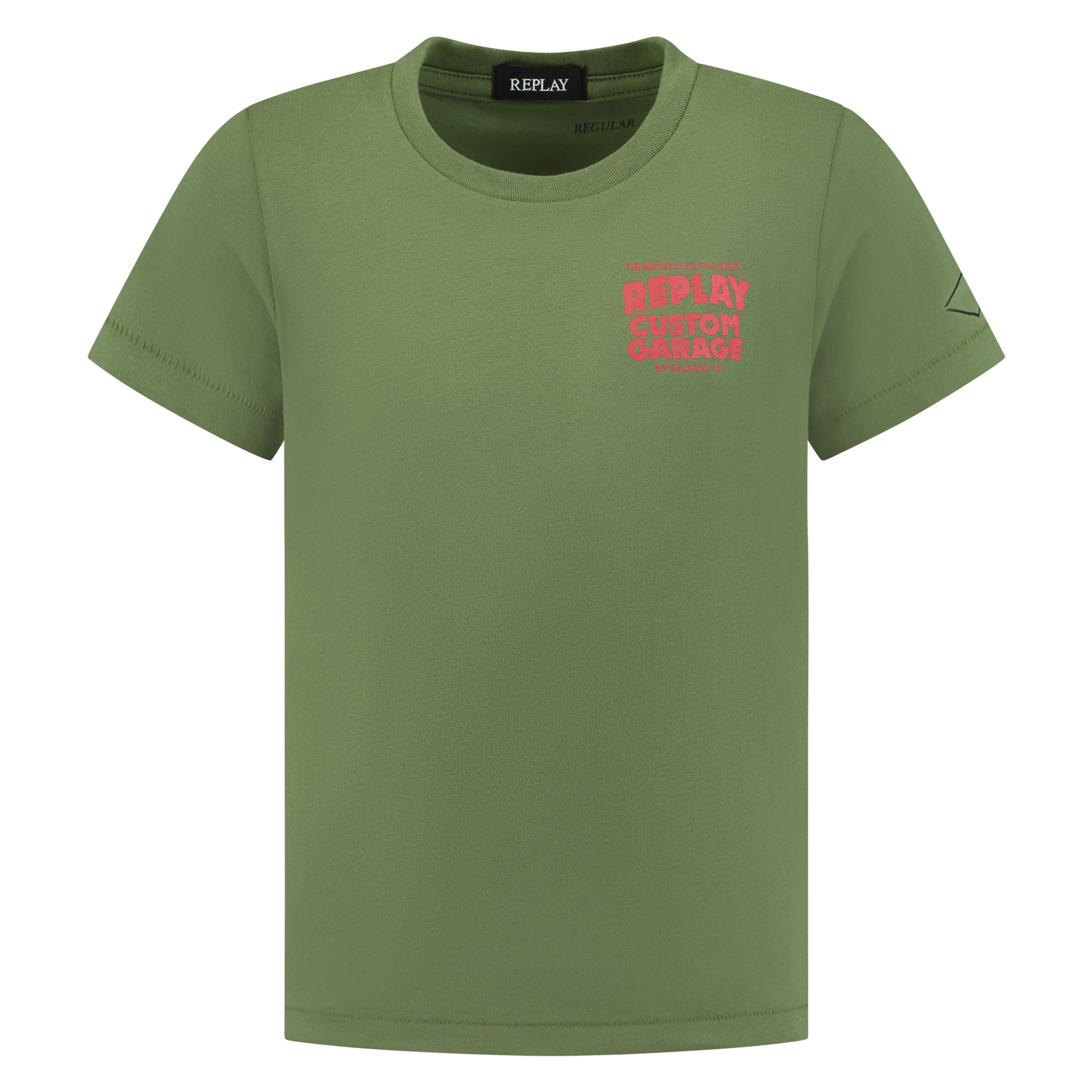 Replay T-shirt met tekst Groen Jongens Katoen Ronde hals Tekst 128