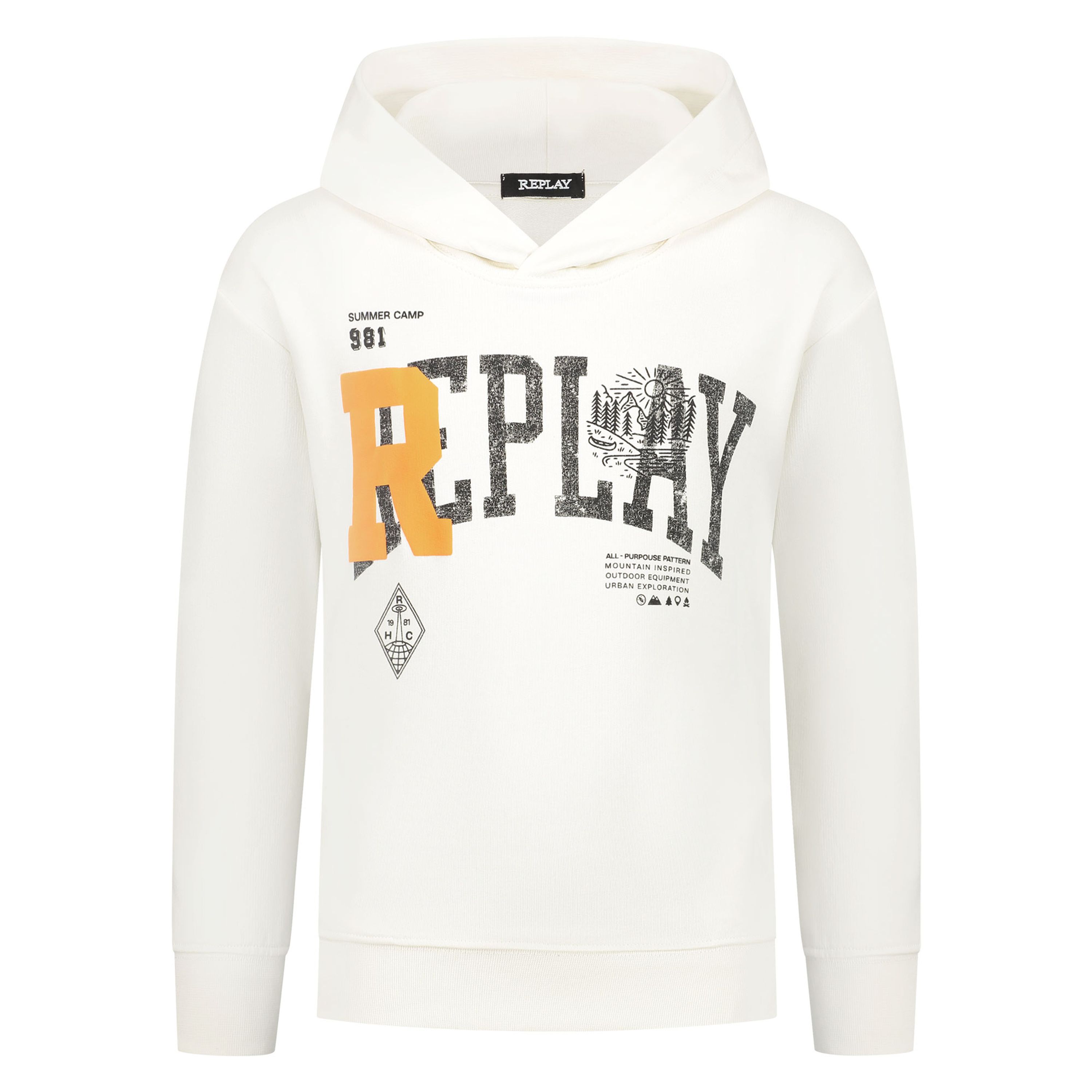 Replay sweater met tekst wit Tekst 176 | Sweater van