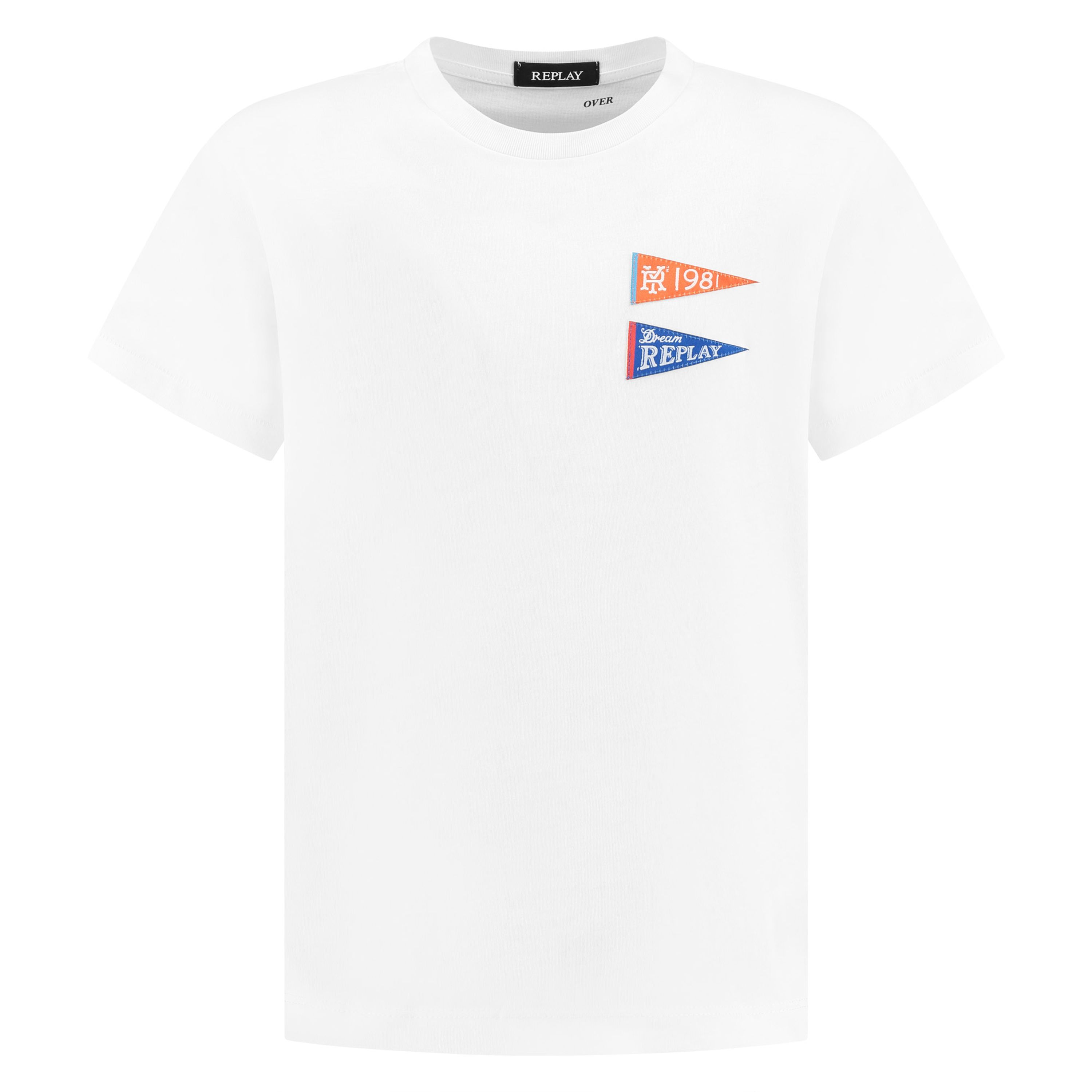 Replay T-shirt met printopdruk offwhite Wit Jongens Katoen Ronde hals Printopdruk 128