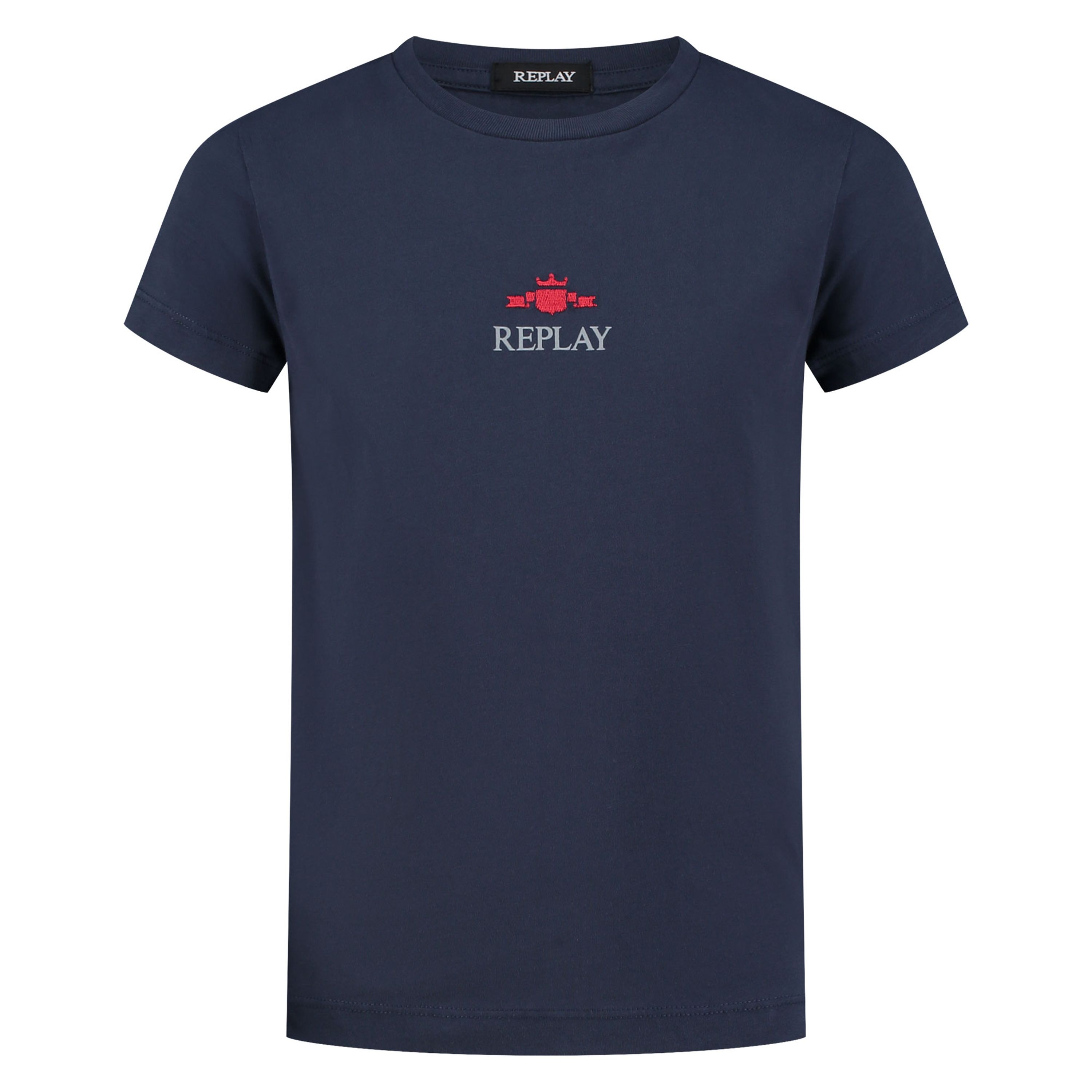 Replay T-shirt met logo donkerblauw Jongens Katoen Ronde hals Logo 128