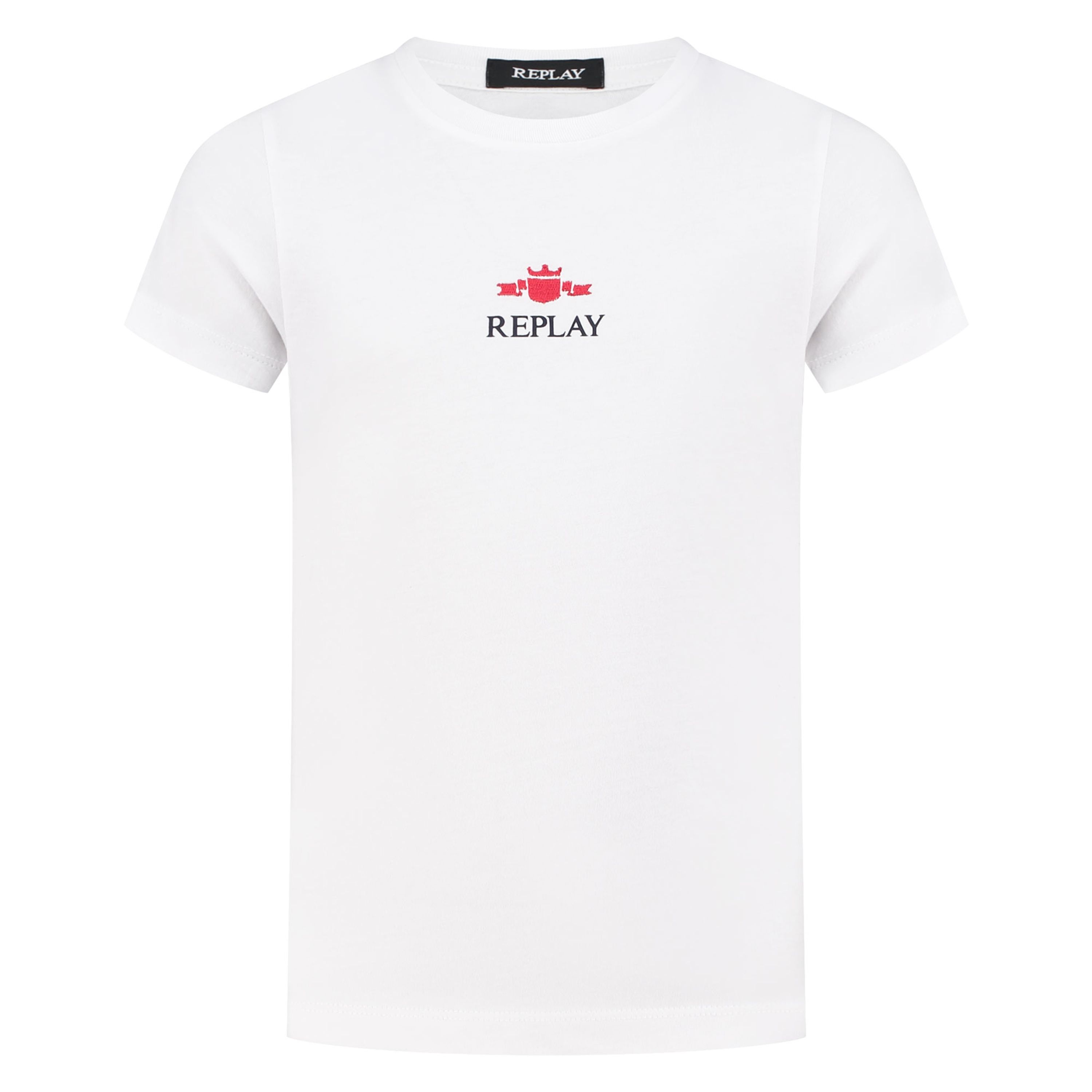 Replay T-shirt met logo donkerblauw Wit Jongens Katoen Ronde hals Logo 128
