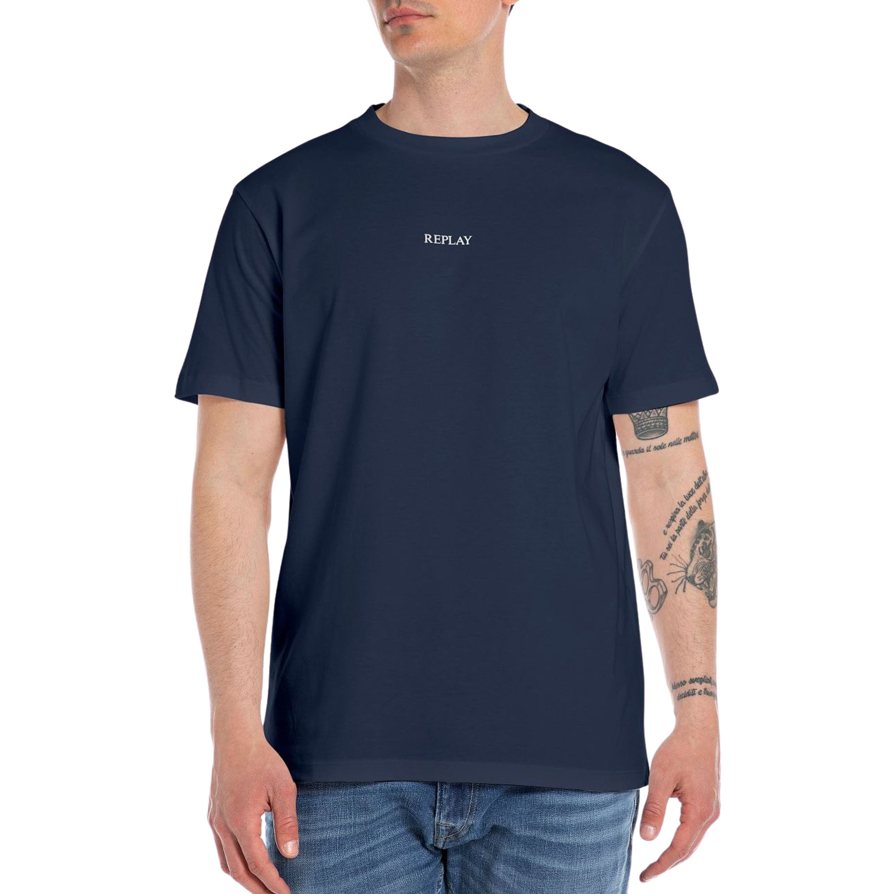 REPLAY T-shirt met logo indigo blue