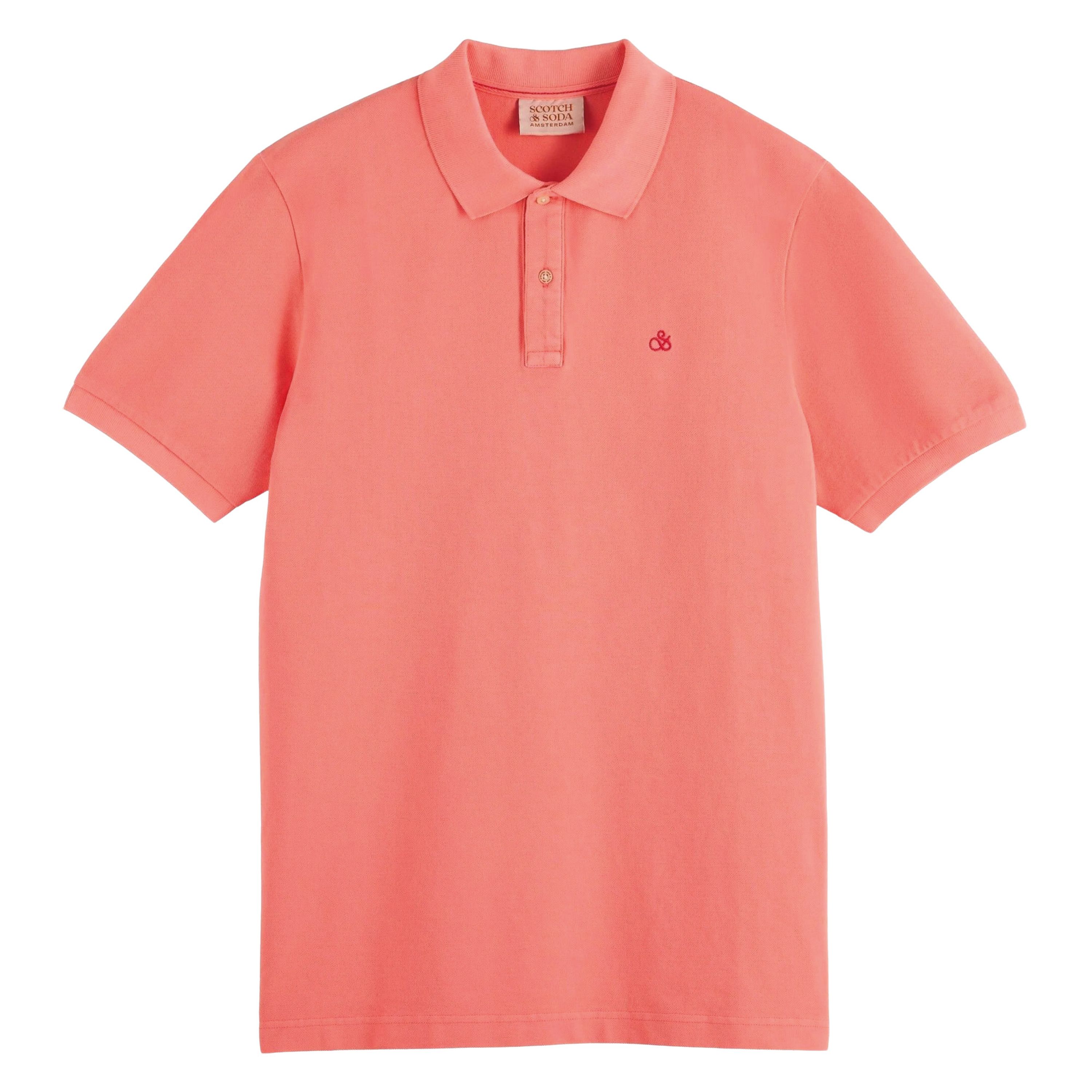 SCOTCH & SODA Heren Polo's & T-shirts Garment Dyed Organic Cotton Pique Polo Perzik