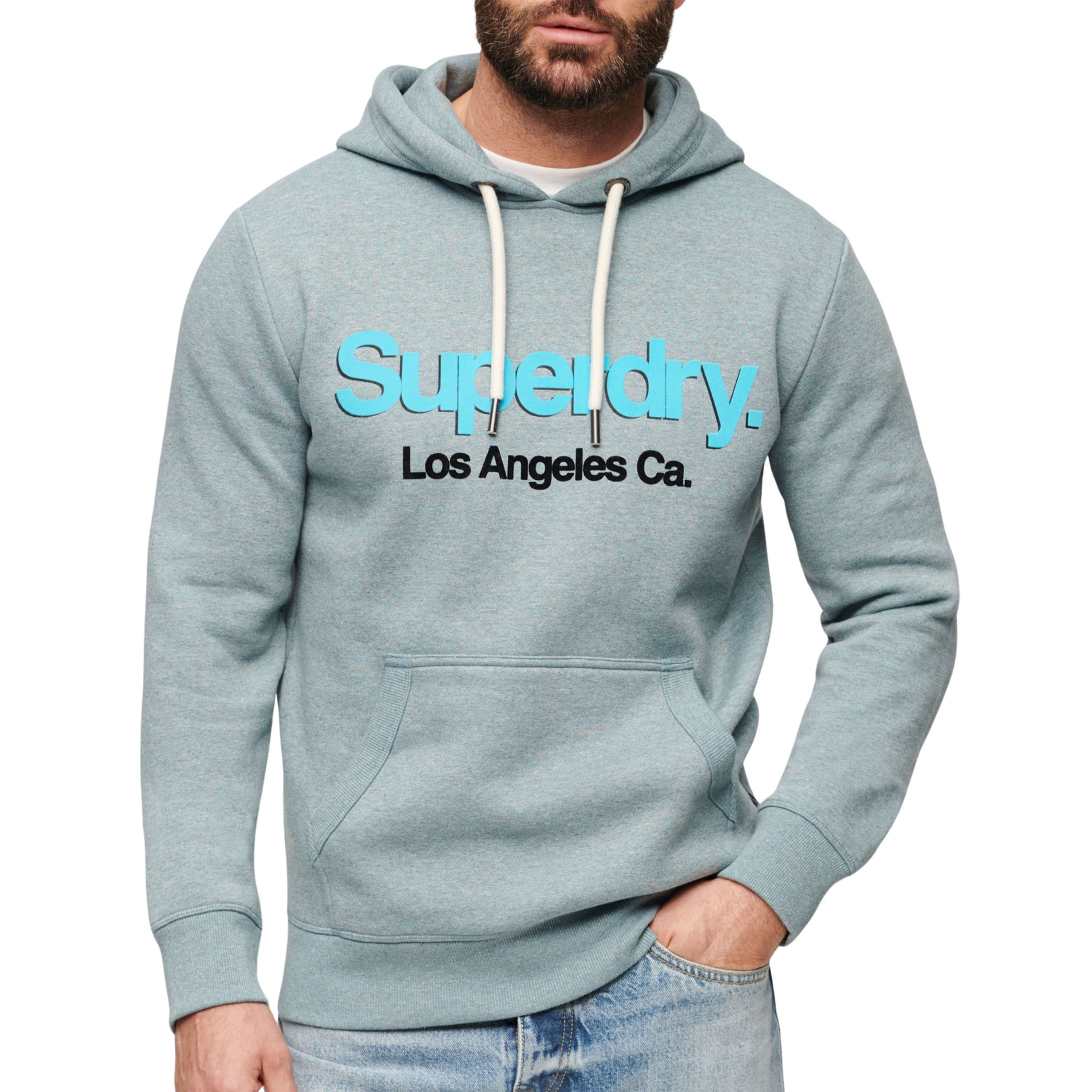 Superdry hoodie met printopdruk lichtblauw