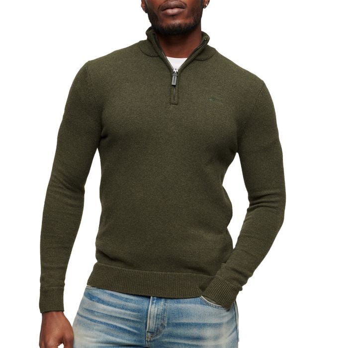 Superdry Essential Embroidered Knit Henley Knitted Sweater Men