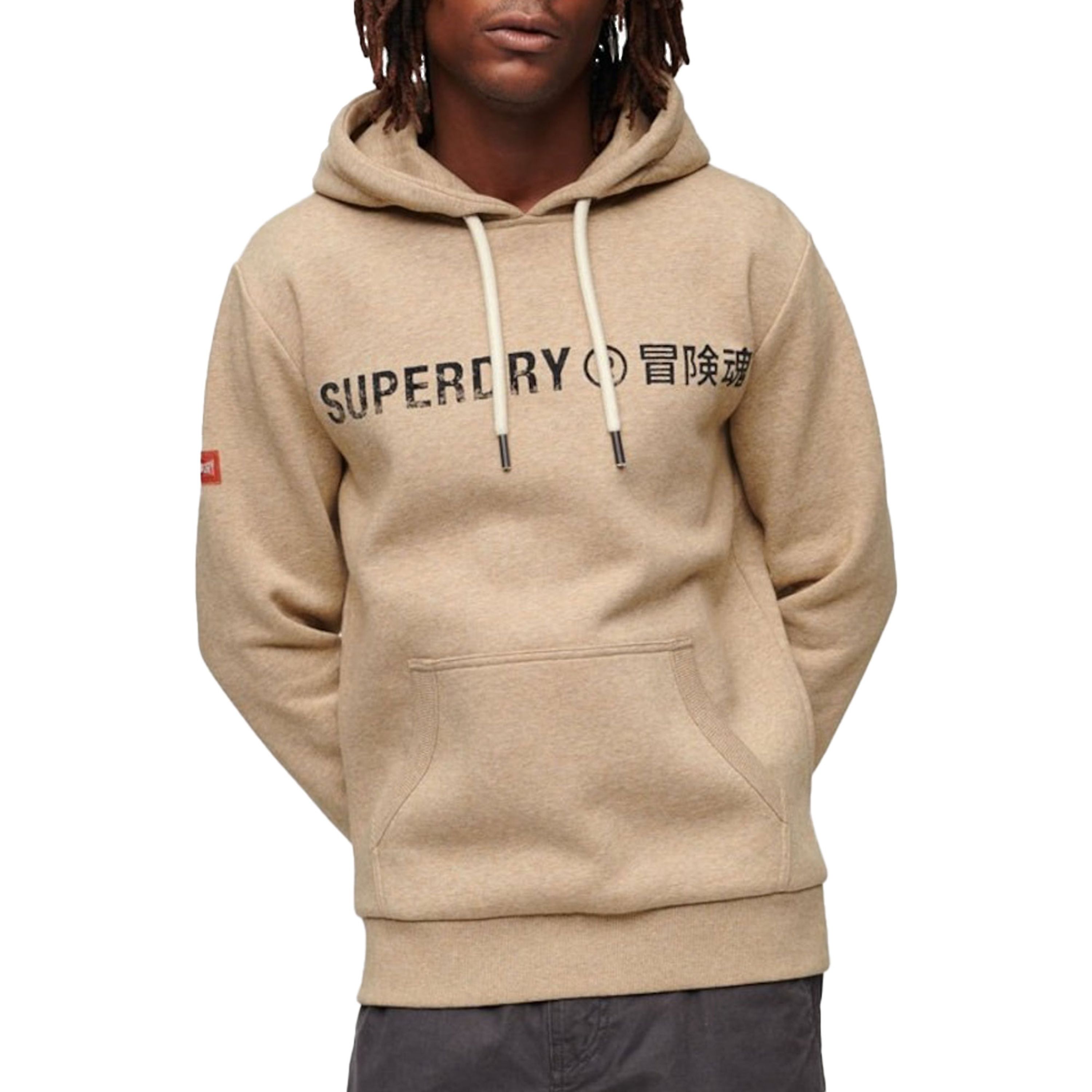 Superdry hoodie Vintage Workwear met logo tan brown fleck marl