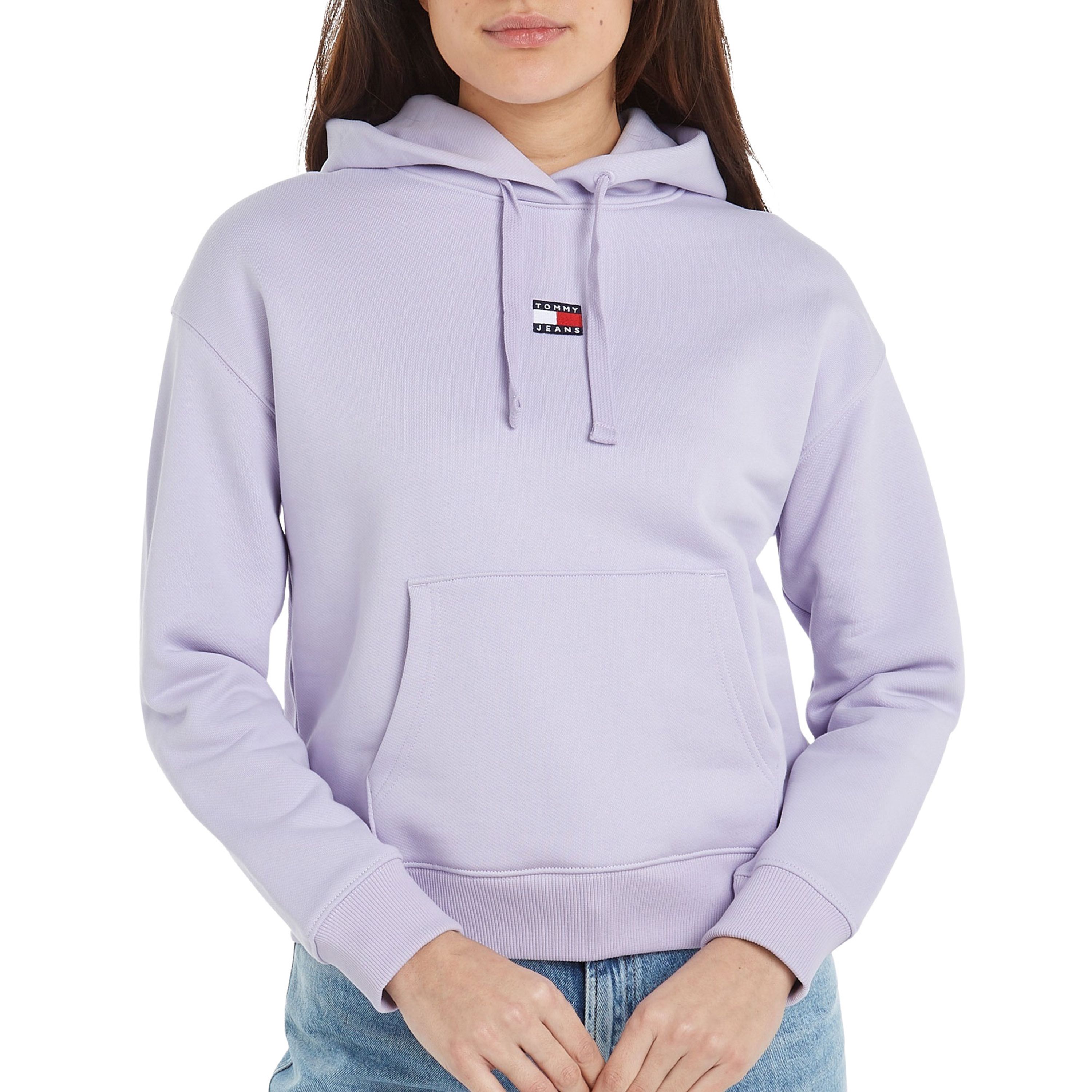 Tommy Hilfiger Geborsteld katoenen hoodie met logo Purple Dames