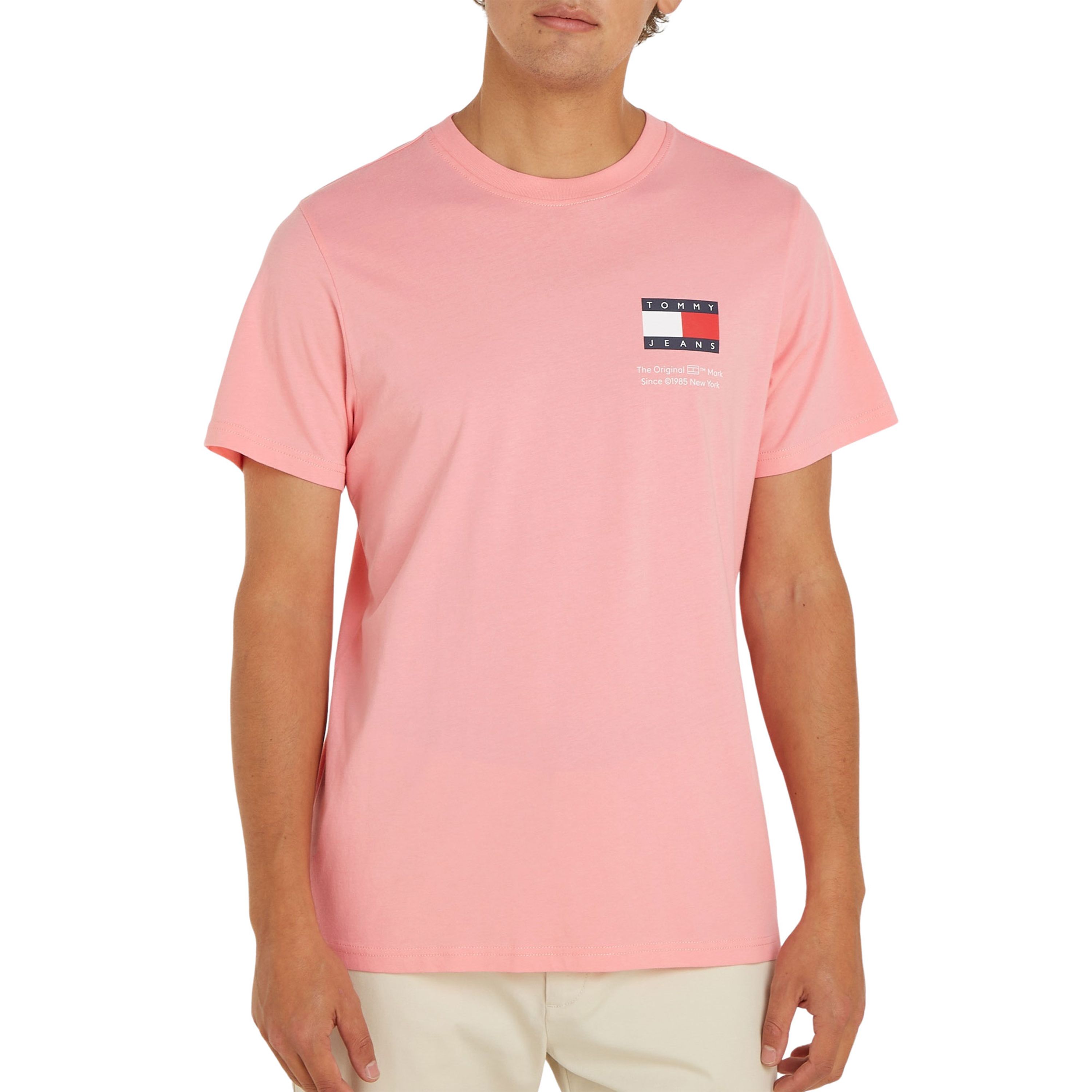 TOMMY JEANS Heren Polo's & T-shirts Tjm Slim Essential Flag Tee Roze