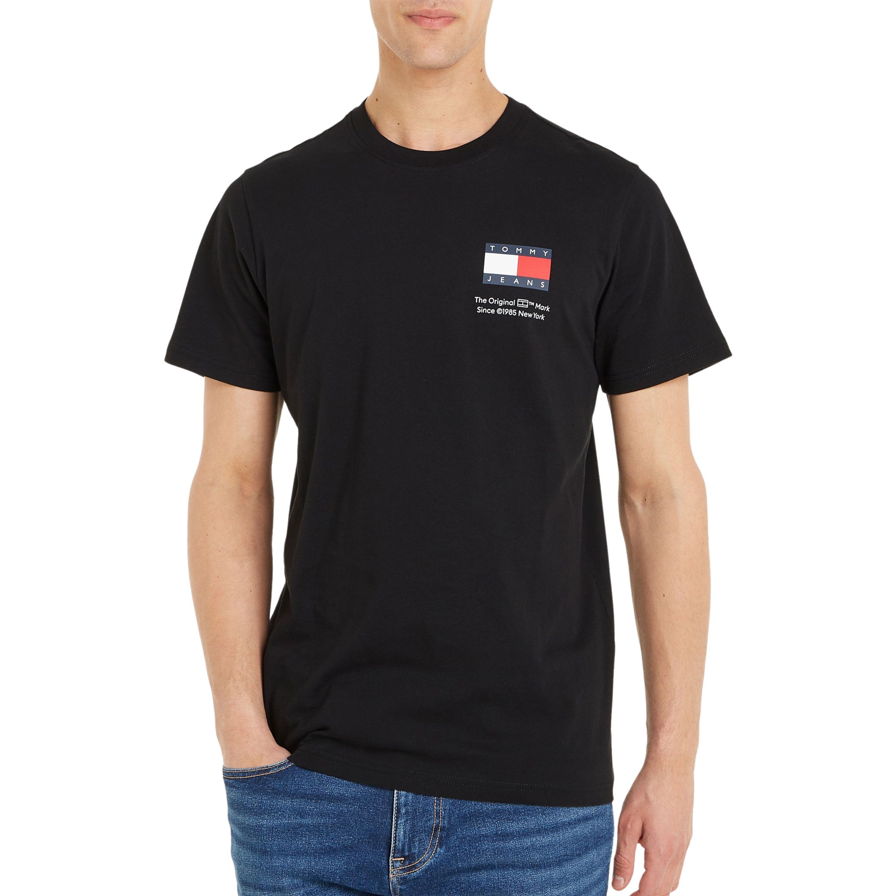TOMMY JEANS Heren Polo's & T-shirts Tjm Slim Essential Flag Tee Zwart