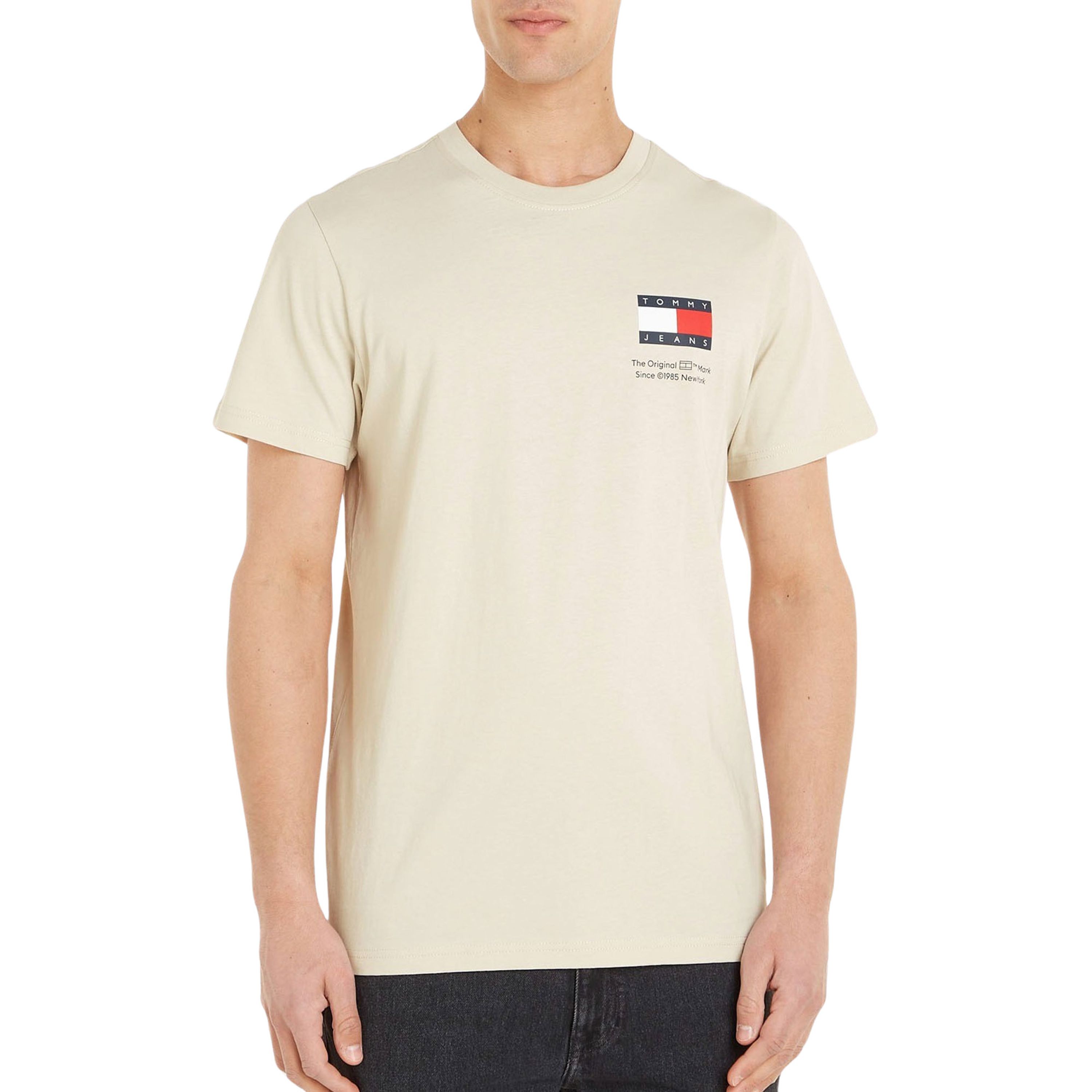 TOMMY JEANS Heren Polo's & T-shirts Tjm Slim Essential Flag Tee Beige
