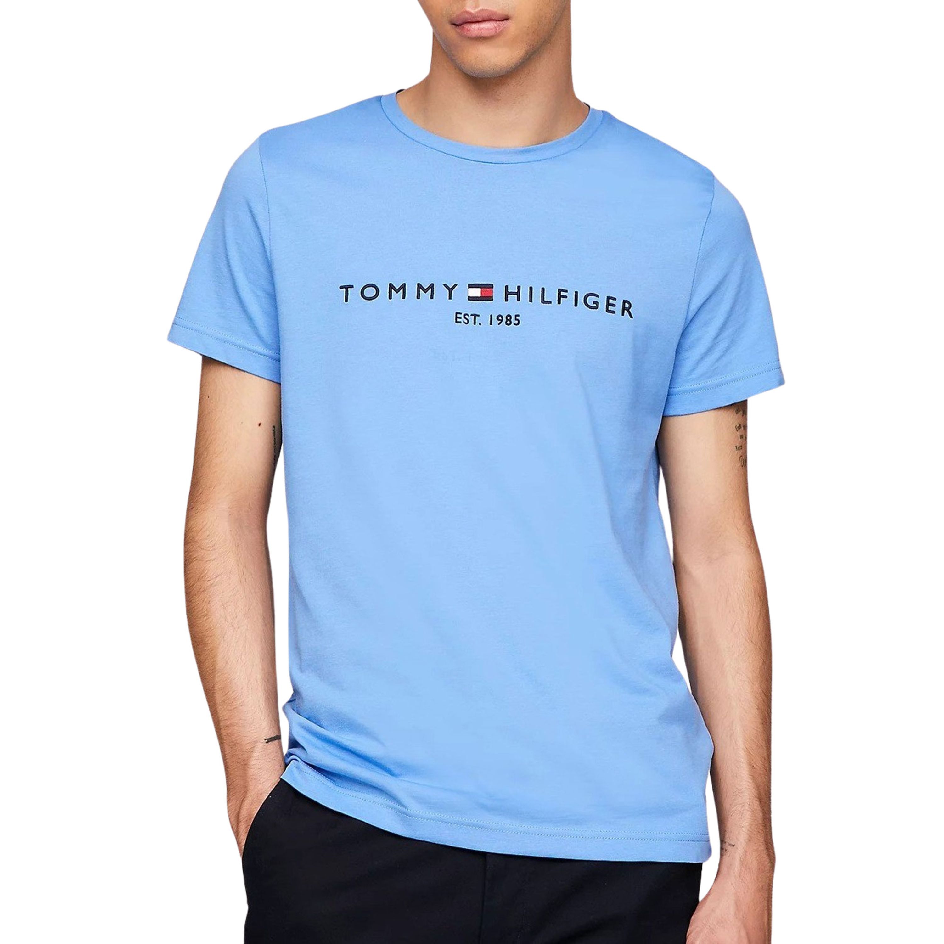 Tommy Hilfiger Core Embroidered Logo T-Shirt Blue- Heren Blue