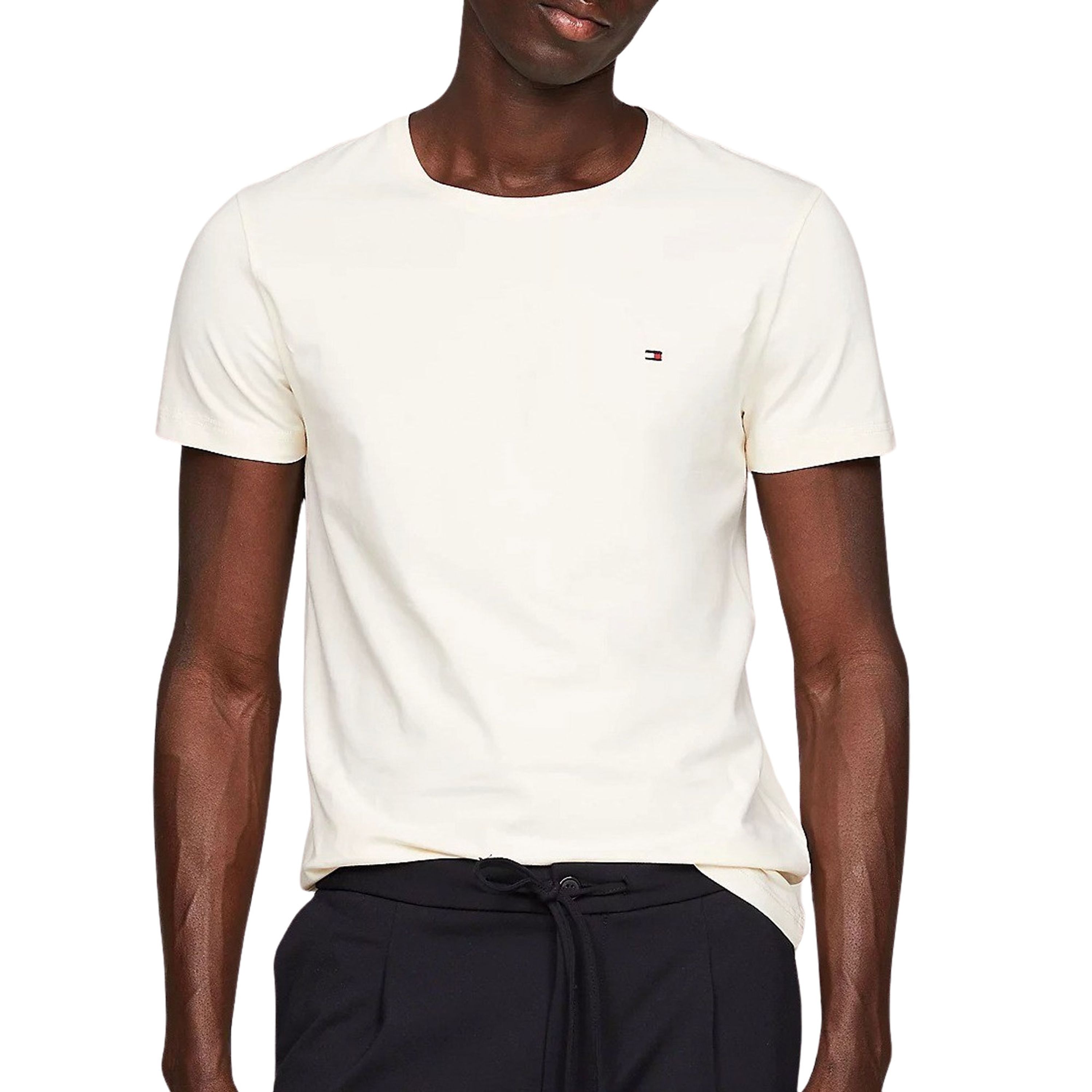 TOMMY HILFIGER Heren Polo's & T-shirts Stretch Slim Fit Tee Beige