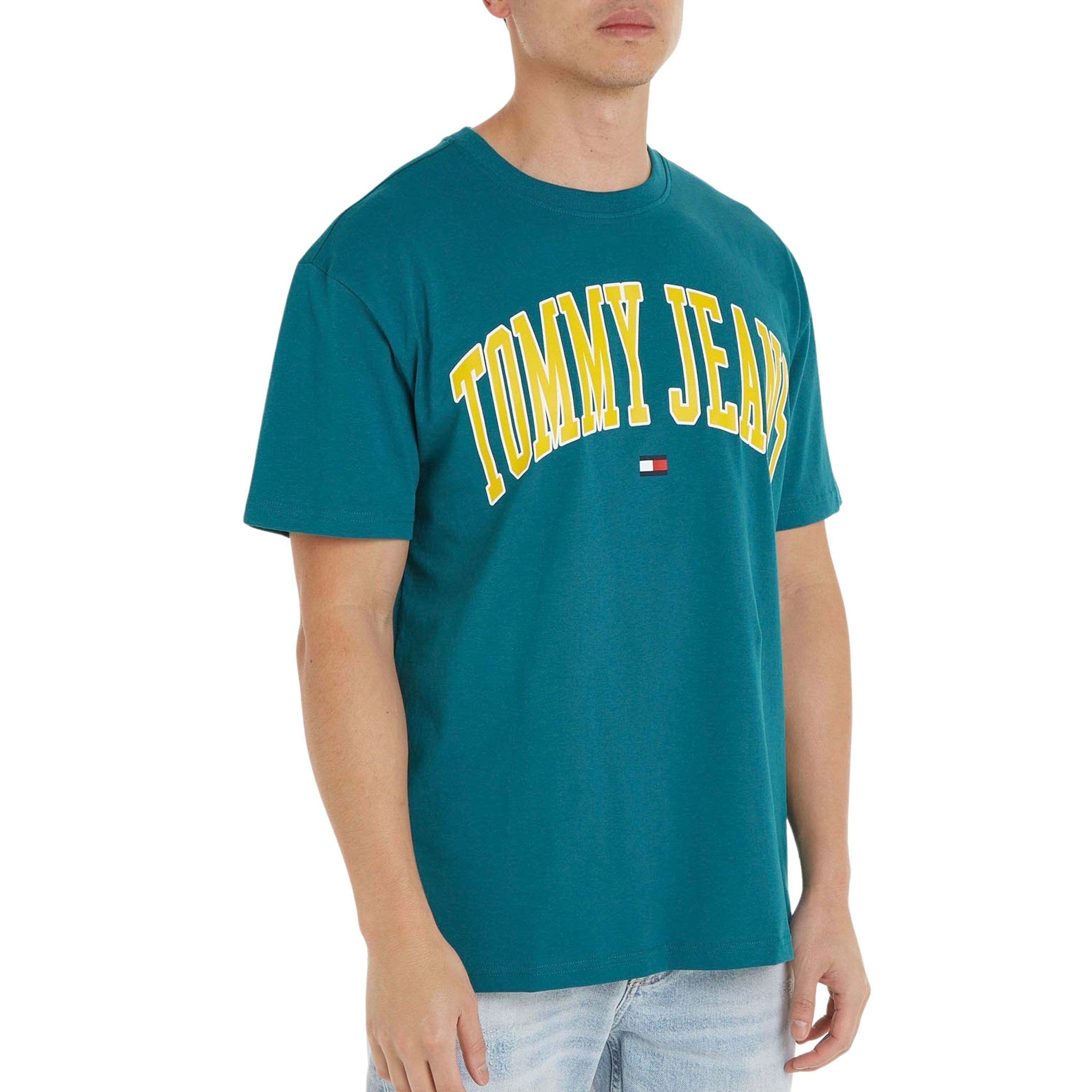 TOMMY JEANS Heren Polo's & T-shirts Tjm Reg Popcolor Varsity Tee Groen
