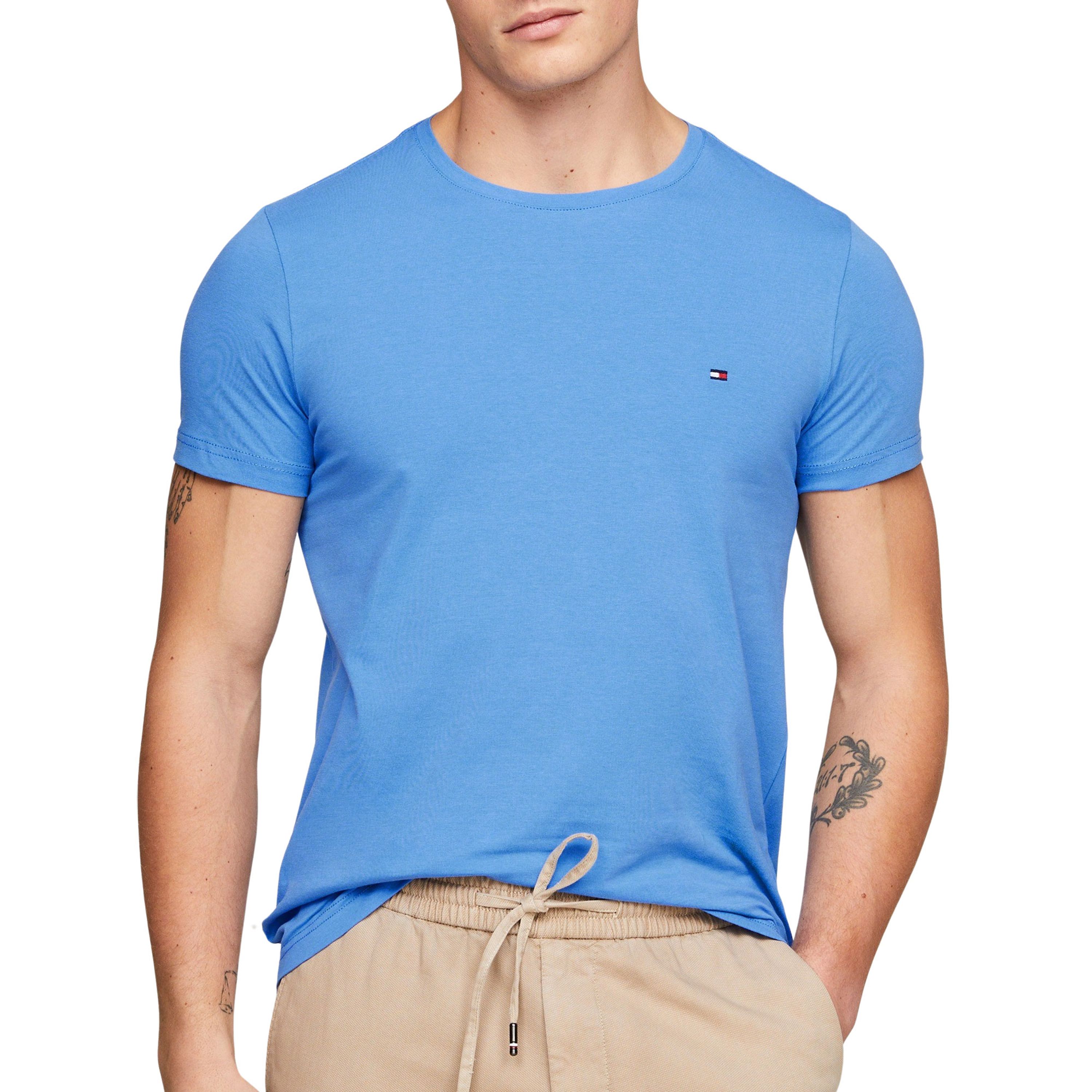 TOMMY HILFIGER Heren Polo's & T-shirts Stretch Slim Fit Tee Blauw