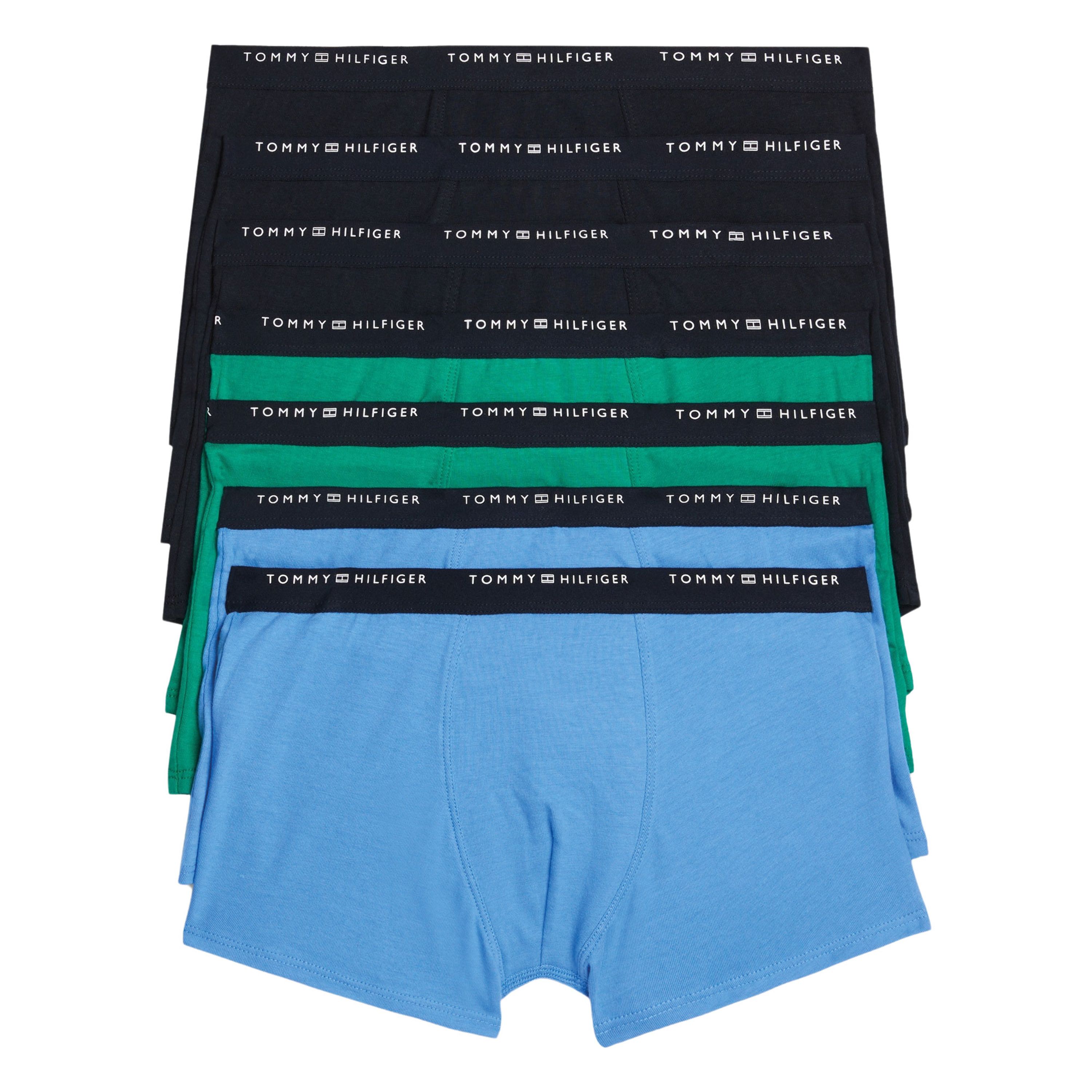 Tommy Hilfiger boxershort set van 7 blauw groen zwart Multi Jongens Stretchkatoen 128-140